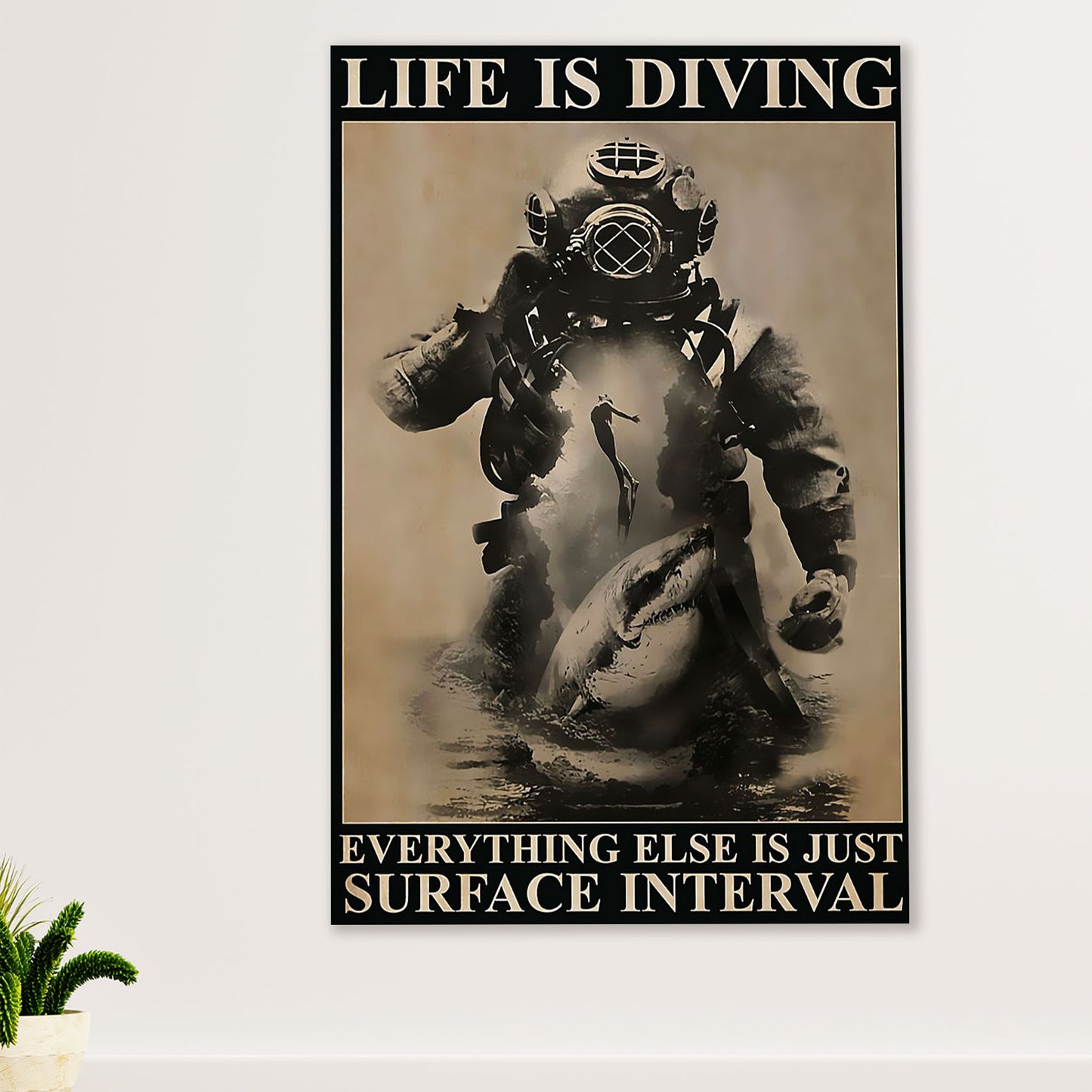 Scuba Diving Poster Prints | Life Is Diving | Wall Art Gift for Scuba Diver