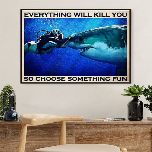 Scuba Diving Canvas Wall Art Prints | Choose Something Fun | Home Décor Gift for Scuba Diver