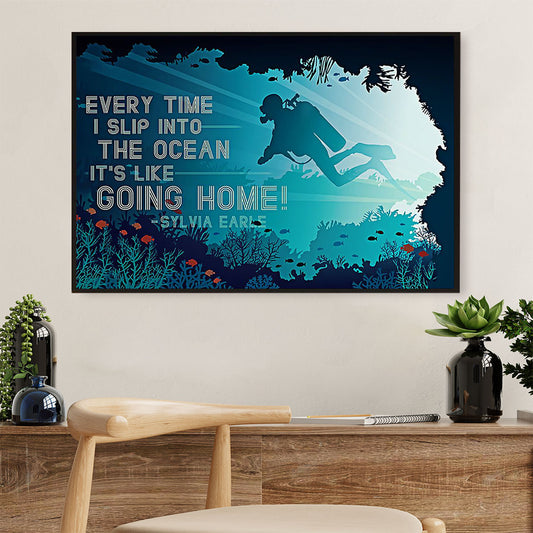 Scuba Diving Canvas Wall Art Prints | Slip To The Ocean | Home Décor Gift for Scuba Diver