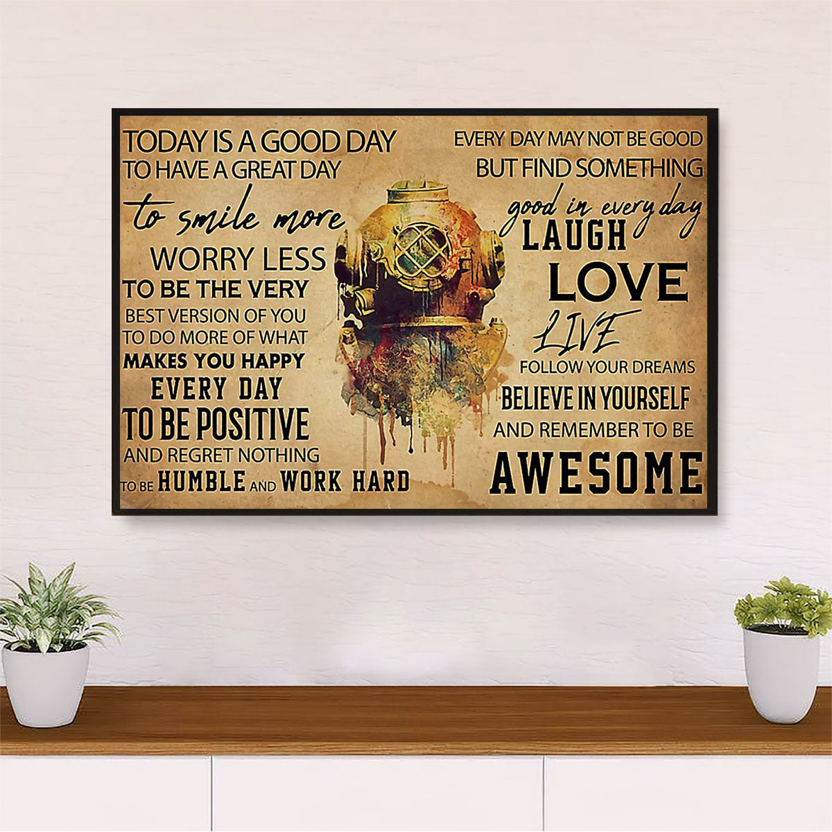 Scuba Diving Canvas Wall Art Prints | Laugh Love Live | Home Décor Gift for Scuba Diver