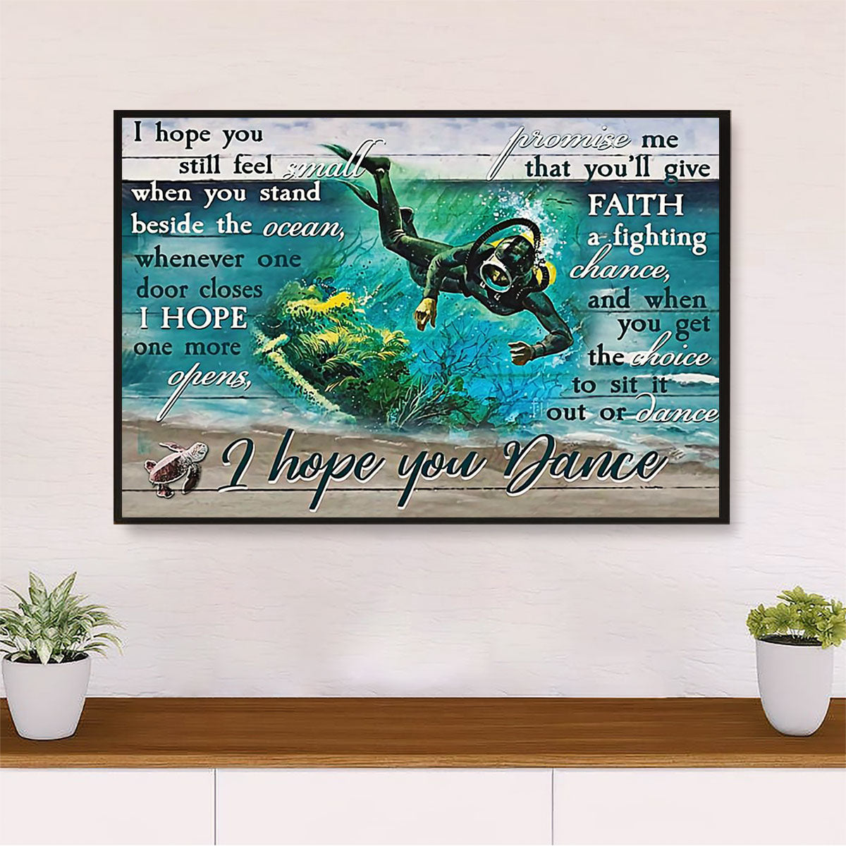 Scuba Diving Canvas Wall Art Prints | Hope You Dance | Home Décor Gift for Scuba Diver