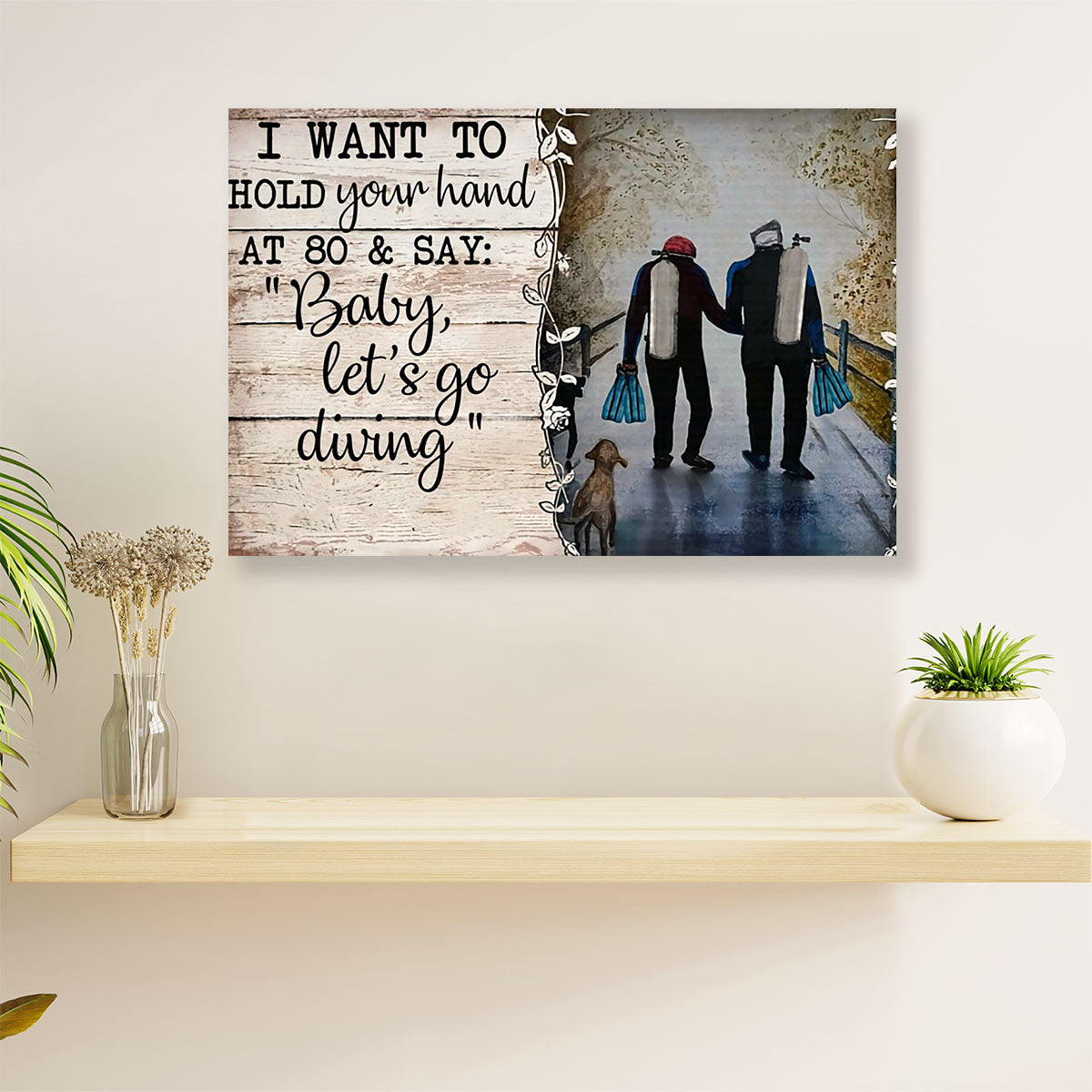 Scuba Diving Canvas Wall Art Prints | Couple Husband & Wife | Home Décor Gift for Scuba Diver