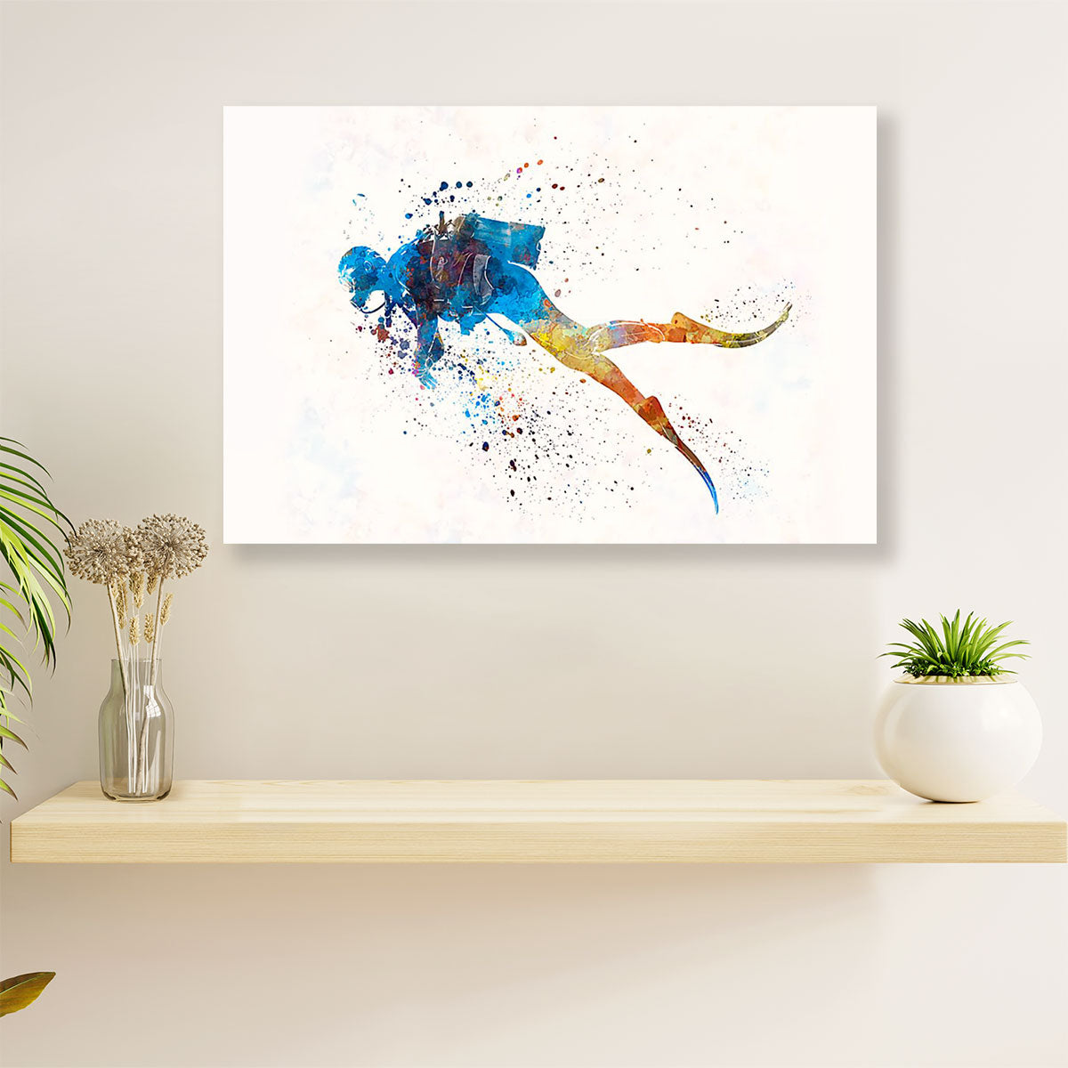 Scuba Diving Poster Prints | Watercolor Painting | Wall Art Gift for Scuba Diver