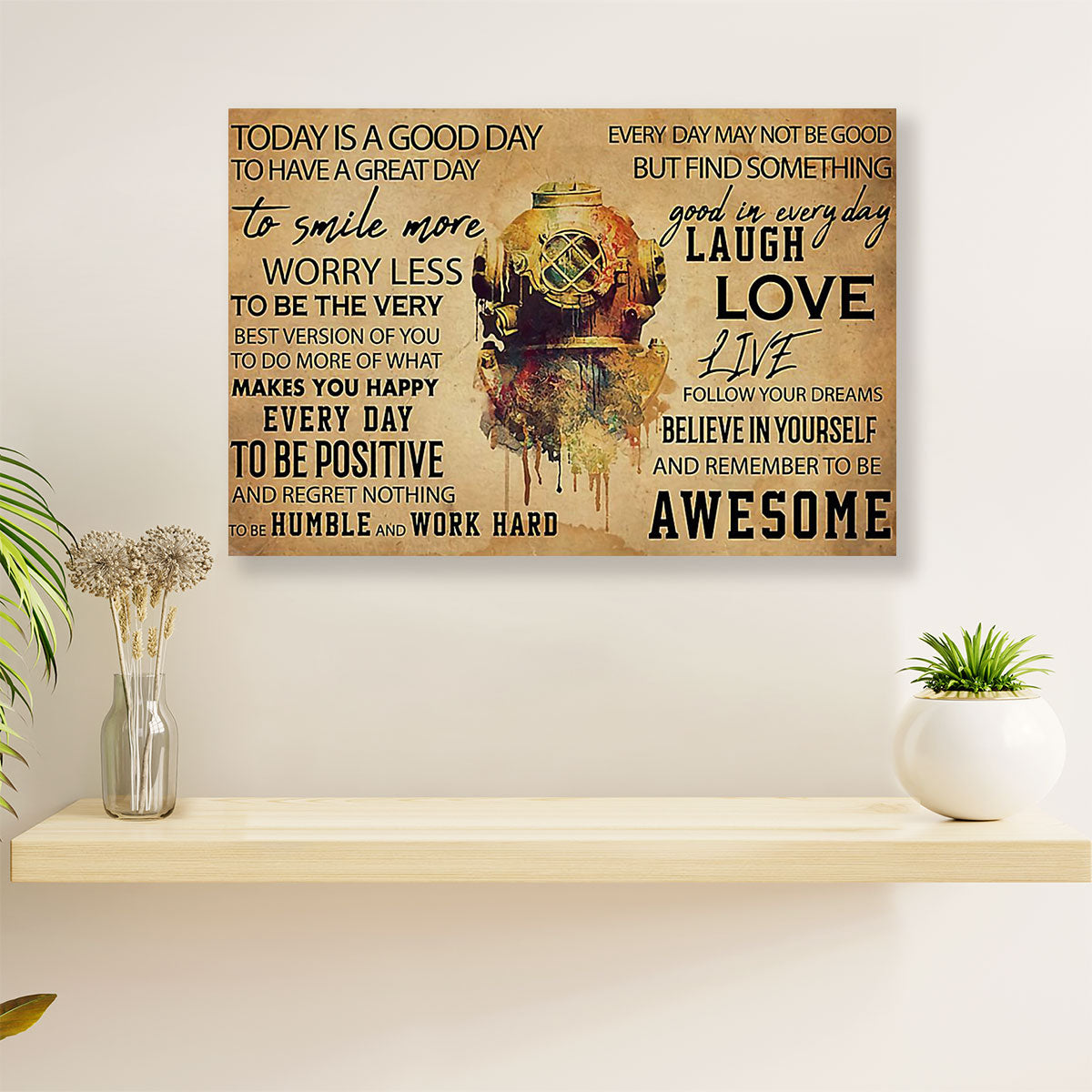 Scuba Diving Canvas Wall Art Prints | Laugh Love Live | Home Décor Gift for Scuba Diver