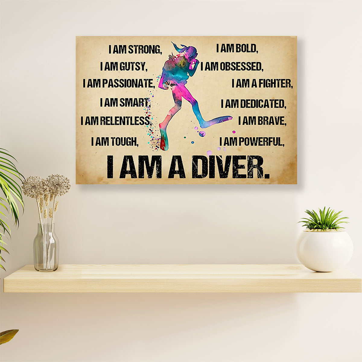 Scuba Diving Canvas Wall Art Prints | I Am A Diver | Home Décor Gift for Scuba Diver