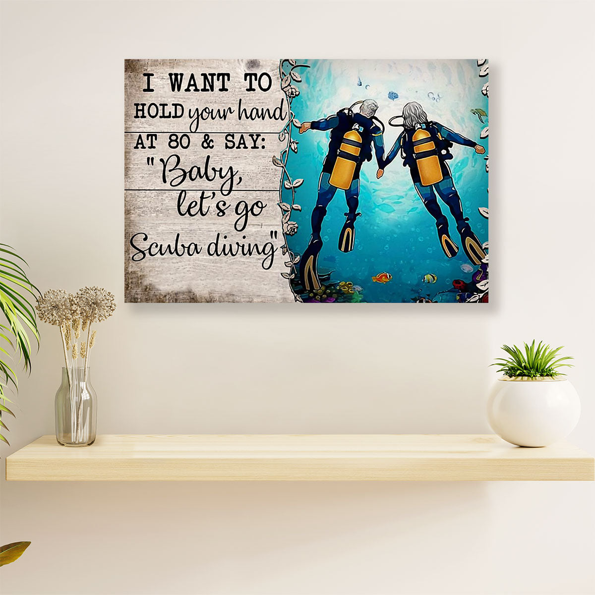 Scuba Diving Canvas Wall Art Prints | Couple Husband & Wife | Home Décor Gift for Scuba Diver