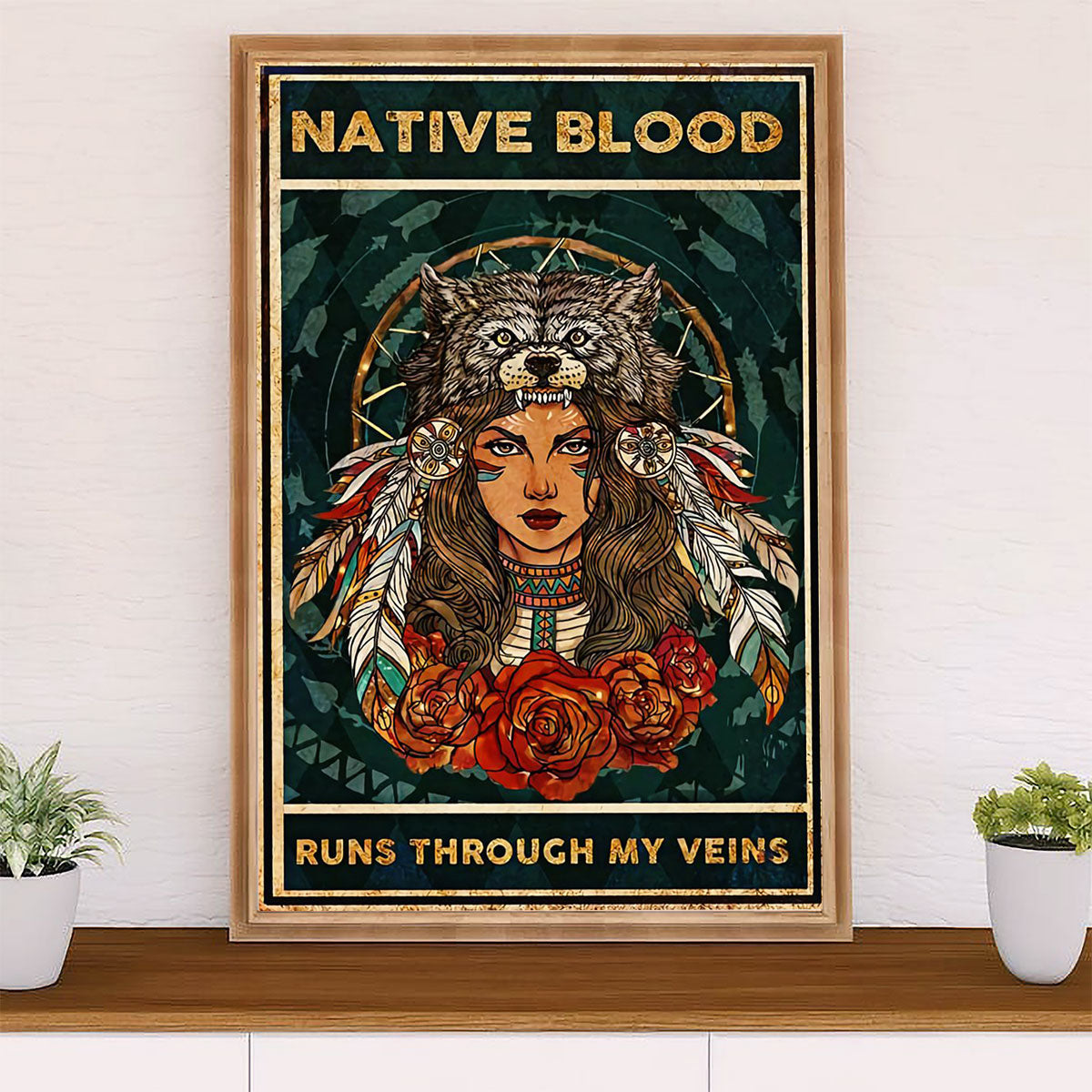 Native American Tribe Poster Prints | Native Blood | Wall Art Gift for American Indians