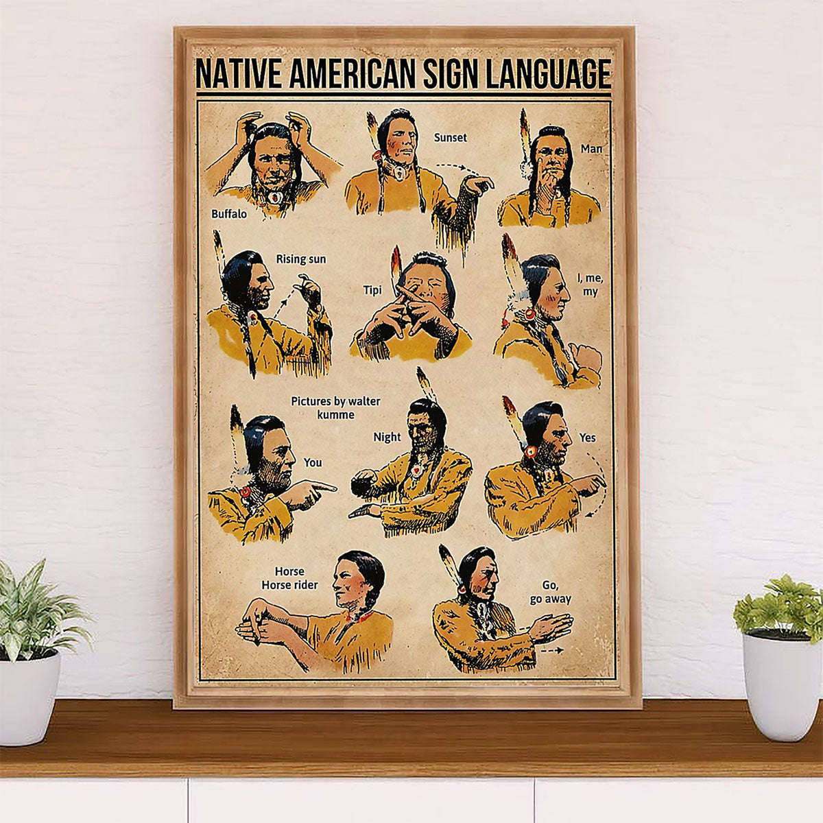 Native American Tribe Poster Prints | Native American Sign Language | Wall Art Gift for American Indians