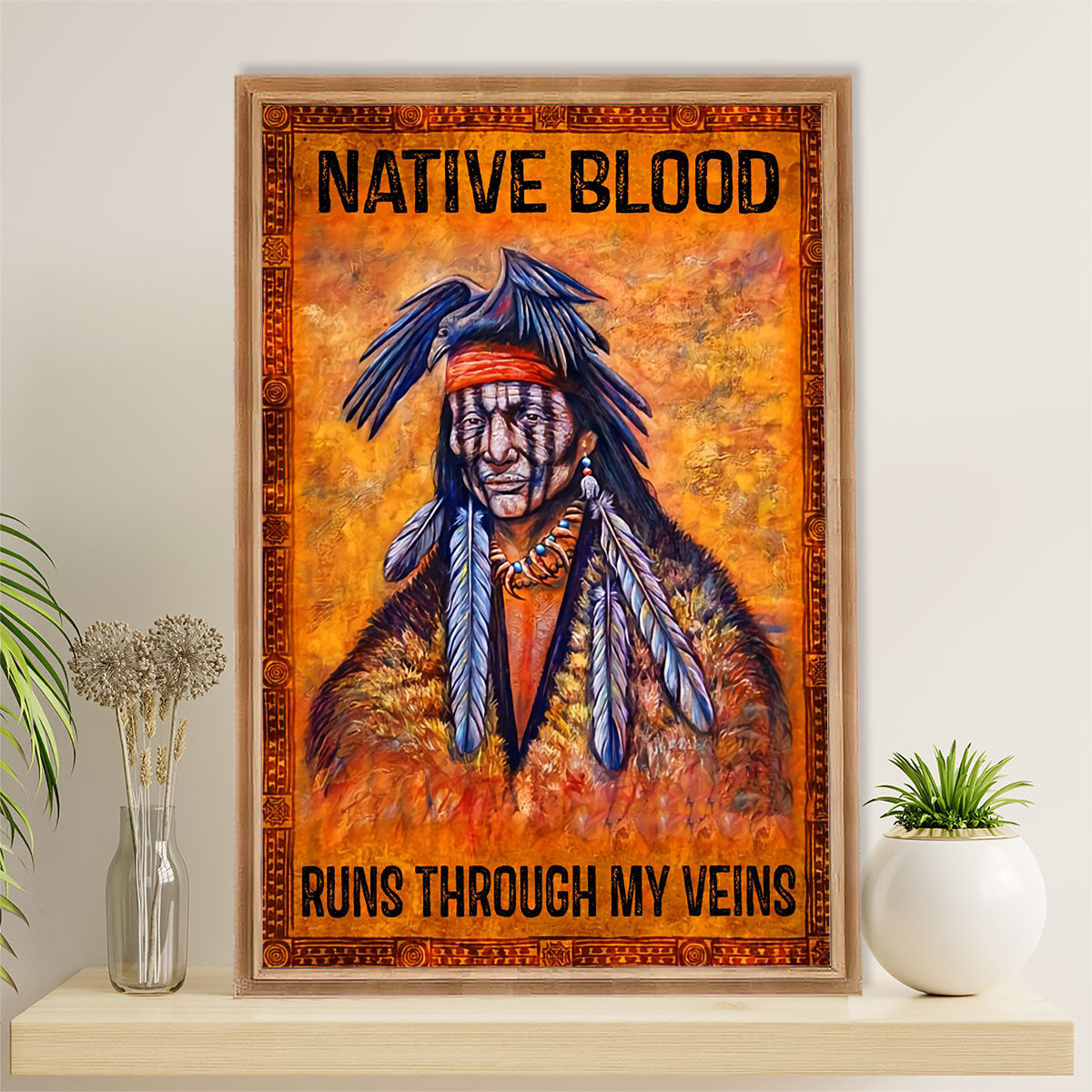 Native American Tribe Poster Prints | Native Blood | Wall Art Gift for American Indians