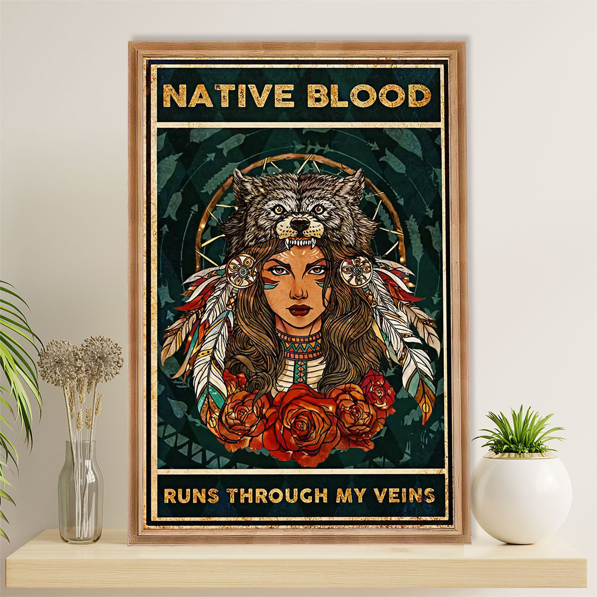 Native American Tribe Poster Prints | Native Blood | Wall Art Gift for American Indians