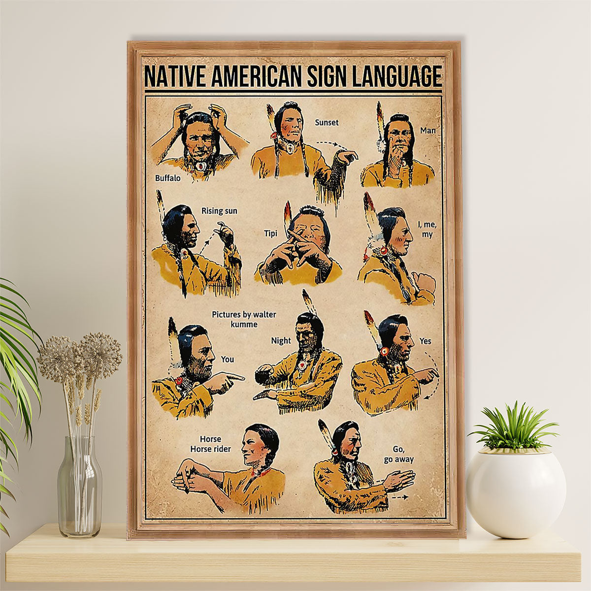 Native American Tribe Poster Prints | Native American Sign Language | Wall Art Gift for American Indians