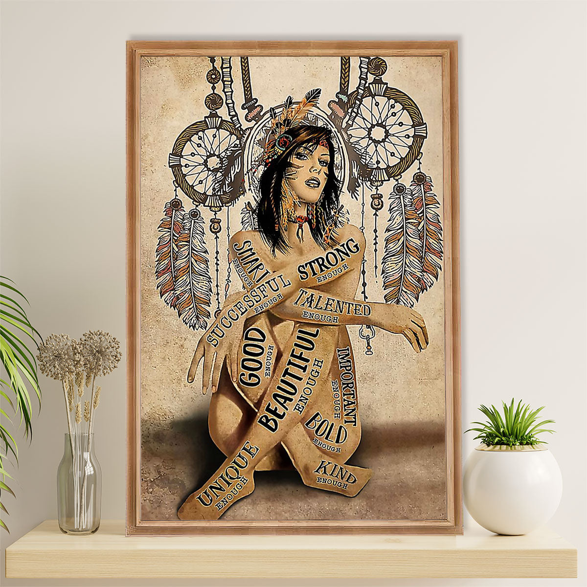 Native American Tribe Poster Prints | Strong Native Girl | Wall Art Gift for American Indians
