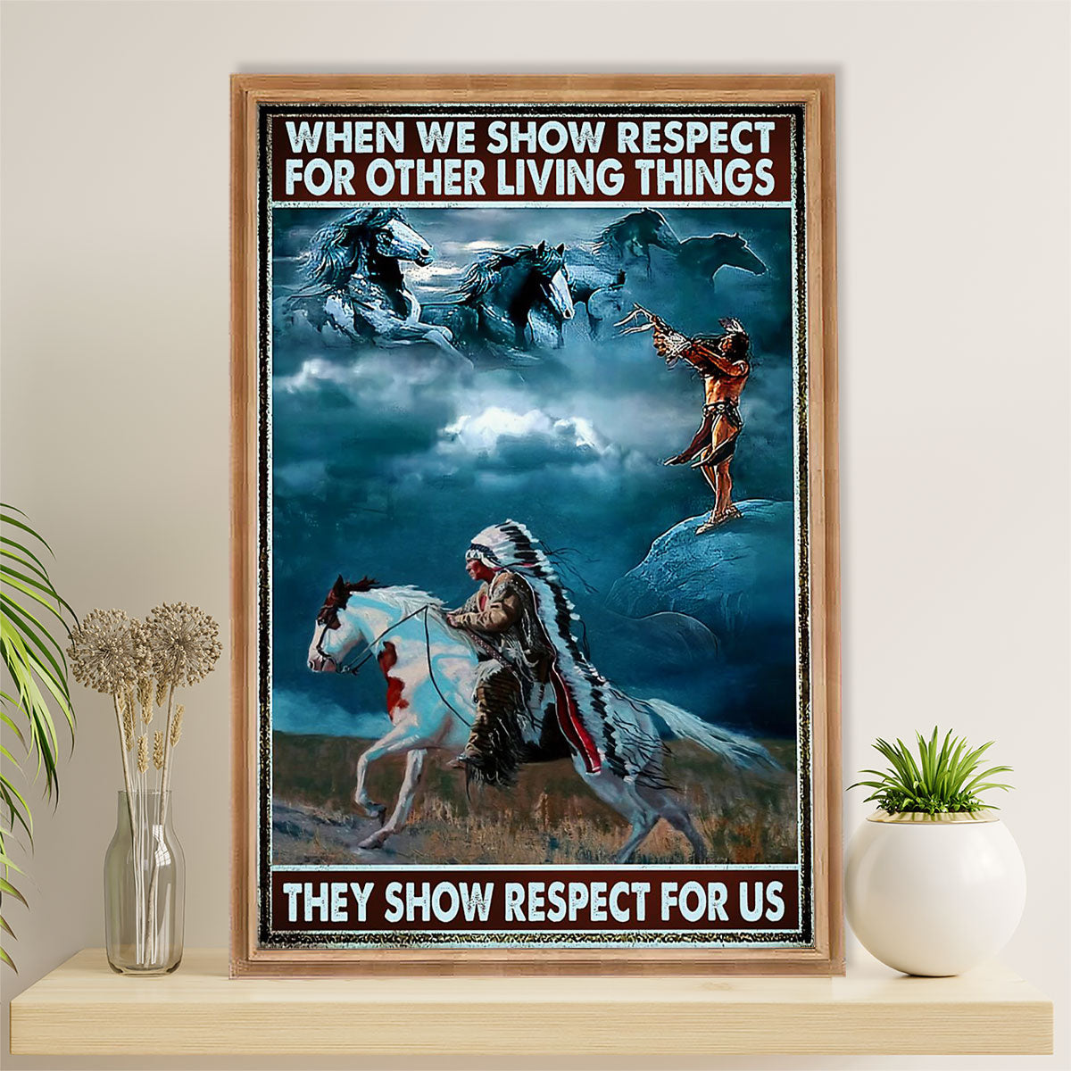 Native American Tribe Canvas Wall Art Prints | Show Respect For Us | Gift for American Indians