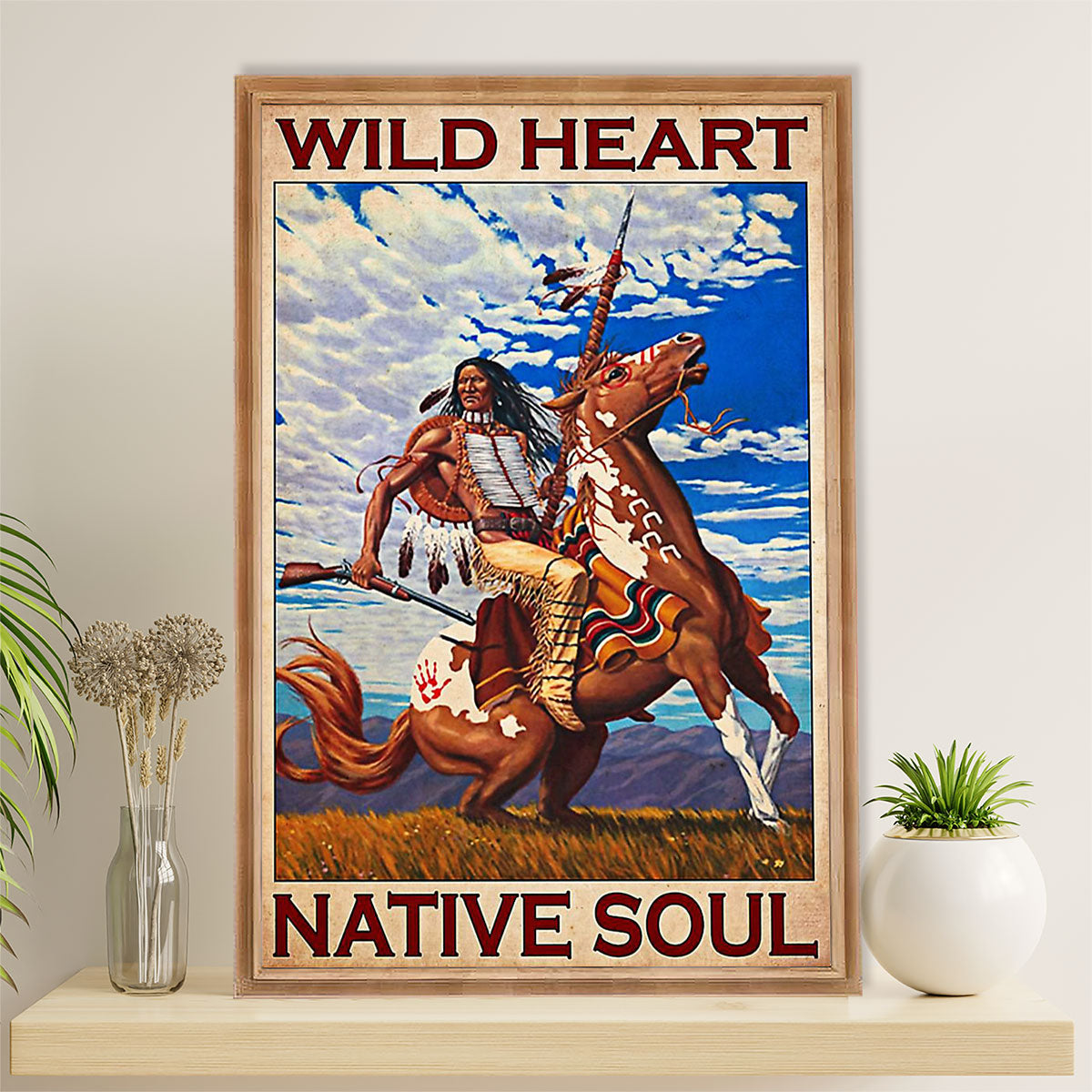 Native American Tribe Canvas Wall Art Prints | Wild Heart Native Soul | Gift for American Indians