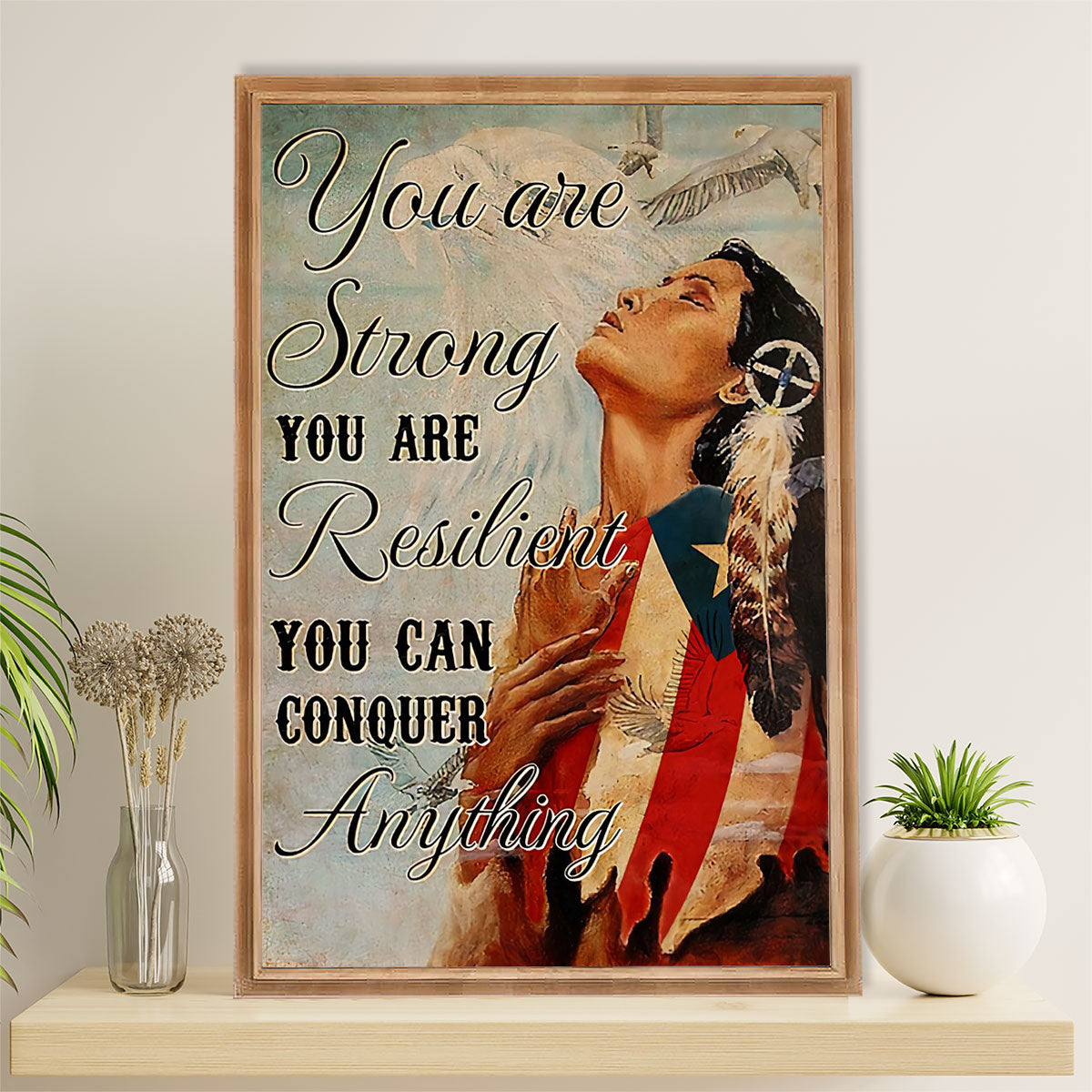Native American Tribe Canvas Wall Art Prints | Native Girl You Are Resilient | Gift for American Indians