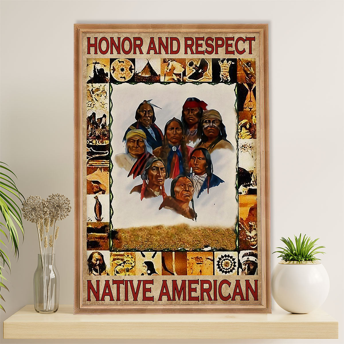 Native American Tribe Poster Prints | Honor & Respect | Wall Art Gift for American Indians