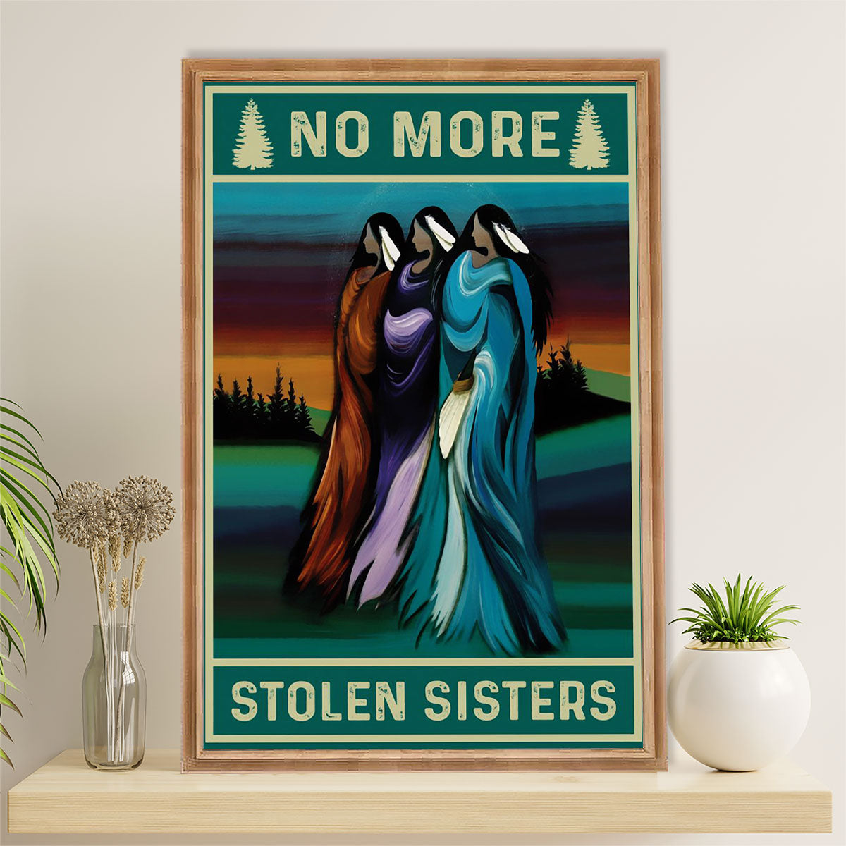 Native American Tribe Canvas Wall Art Prints | No More Stolen Sisters | Gift for American Indians