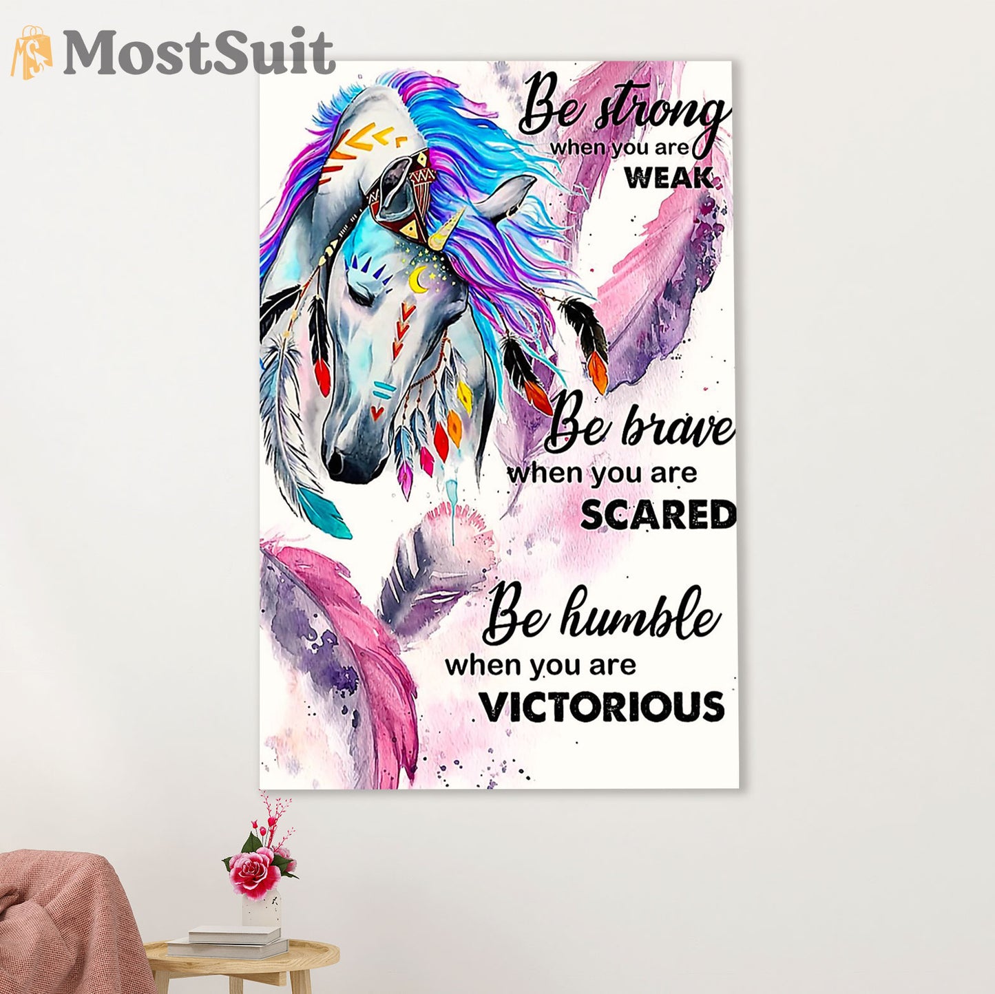 Native American Tribe Poster Prints | Be Strong | Wall Art Gift for American Indians