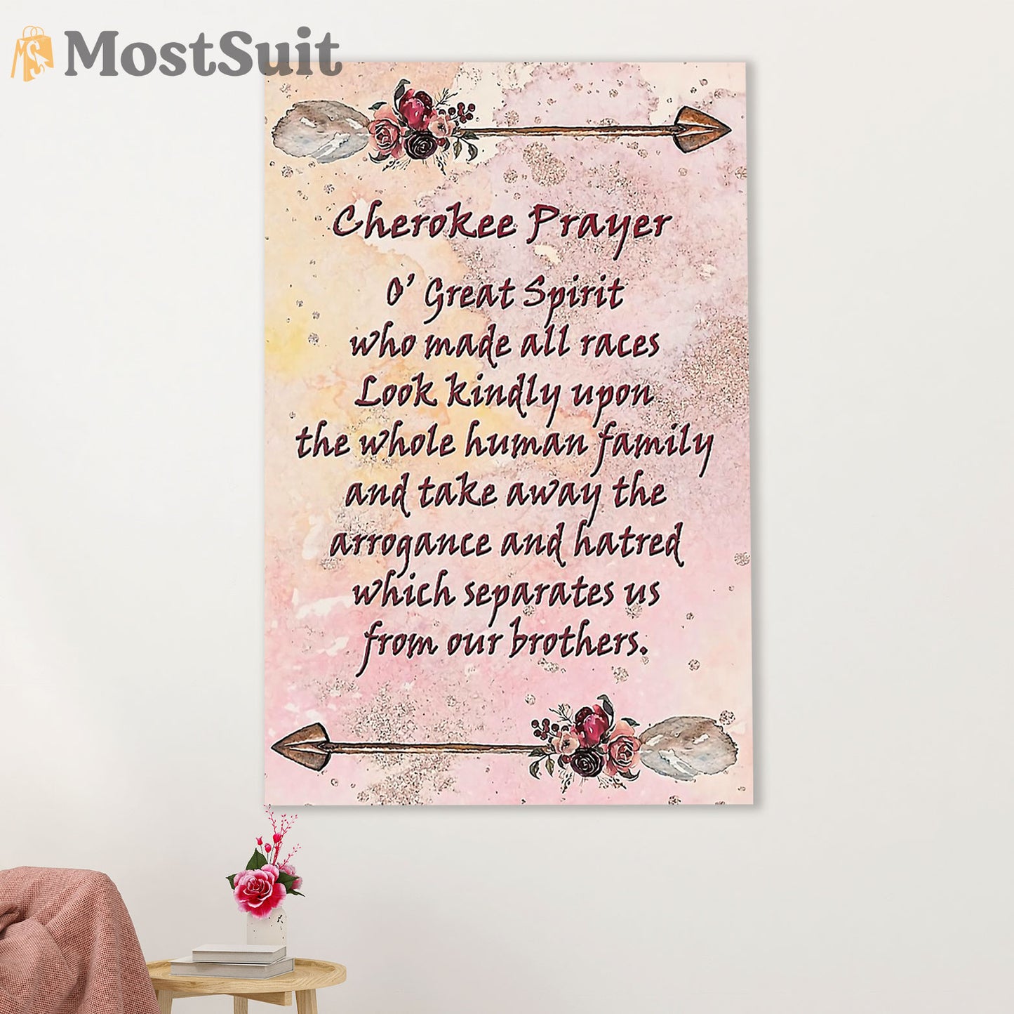 Native American Tribe Poster Prints | Cherokee Prayer | Wall Art Gift for American Indians