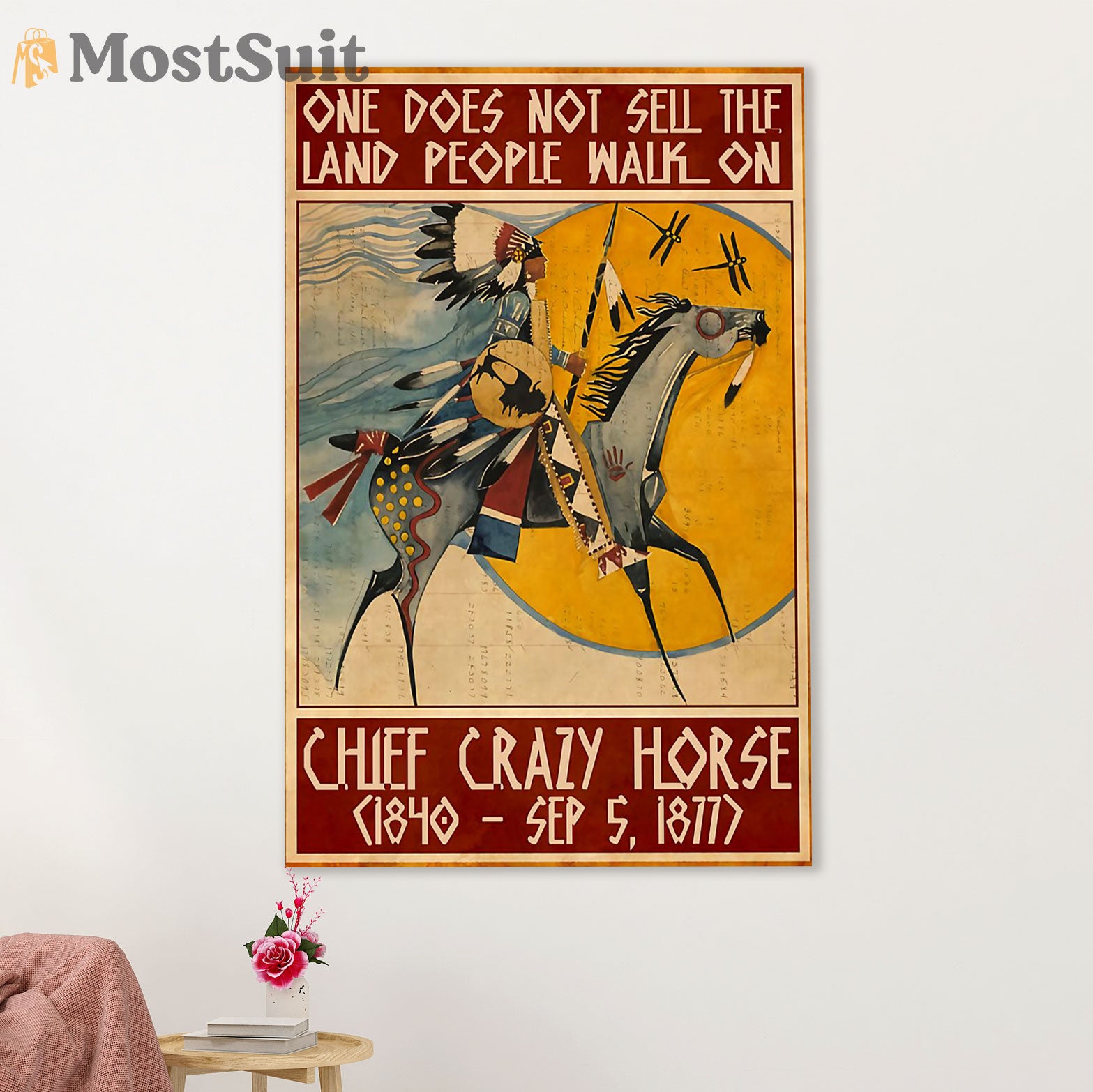 Native American Tribe Poster Prints | Chief Crazy Horse | Wall Art Gift for American Indians