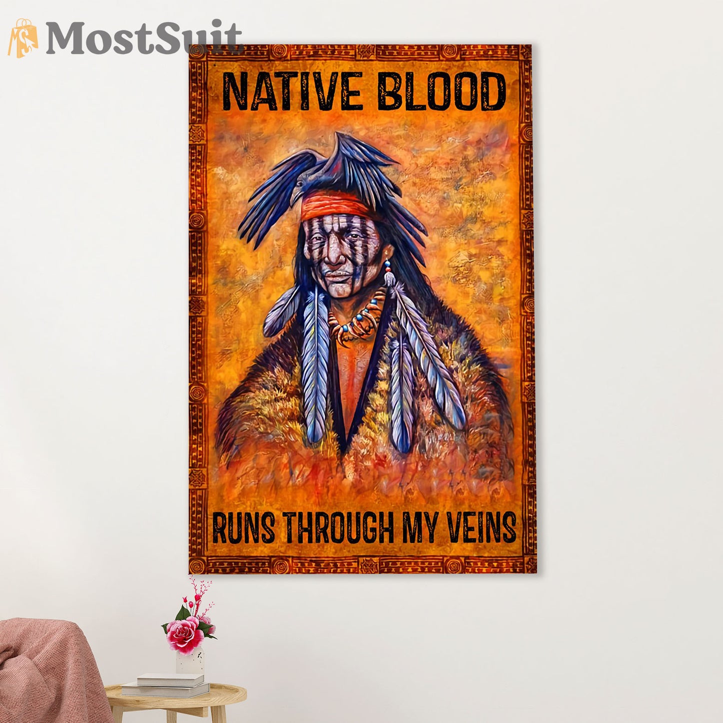 Native American Tribe Poster Prints | Native Blood | Wall Art Gift for American Indians