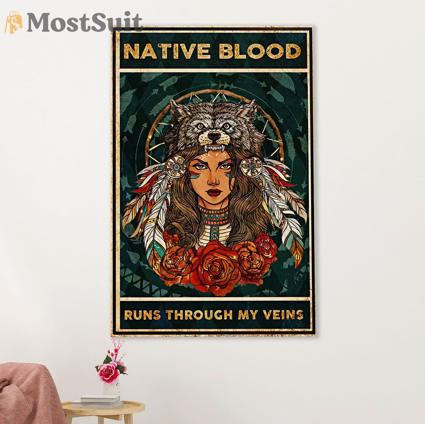 Native American Tribe Poster Prints | Native Blood | Wall Art Gift for American Indians