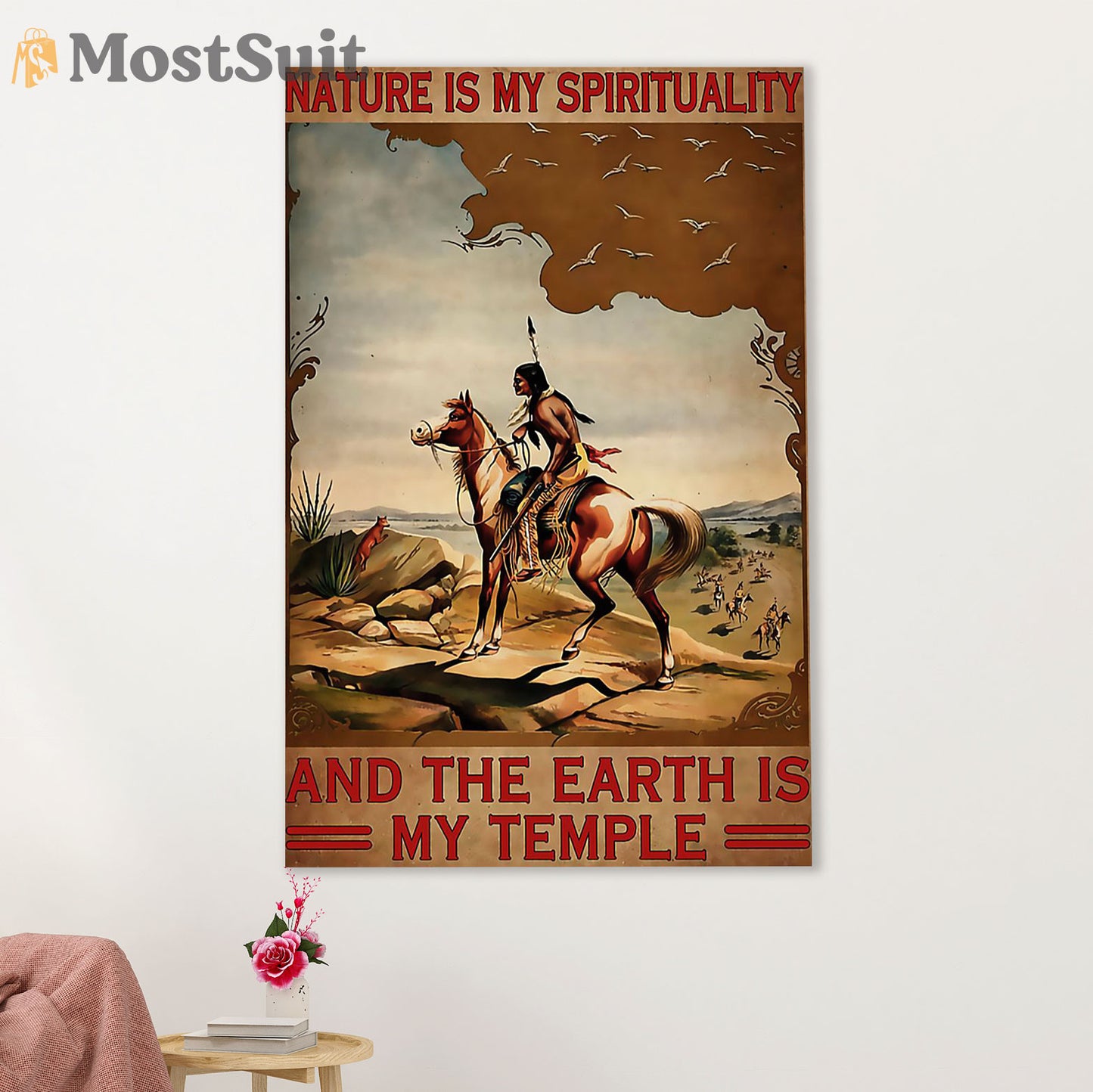 Native American Tribe Poster Prints | Nature Is Spirituality | Wall Art Gift for American Indians