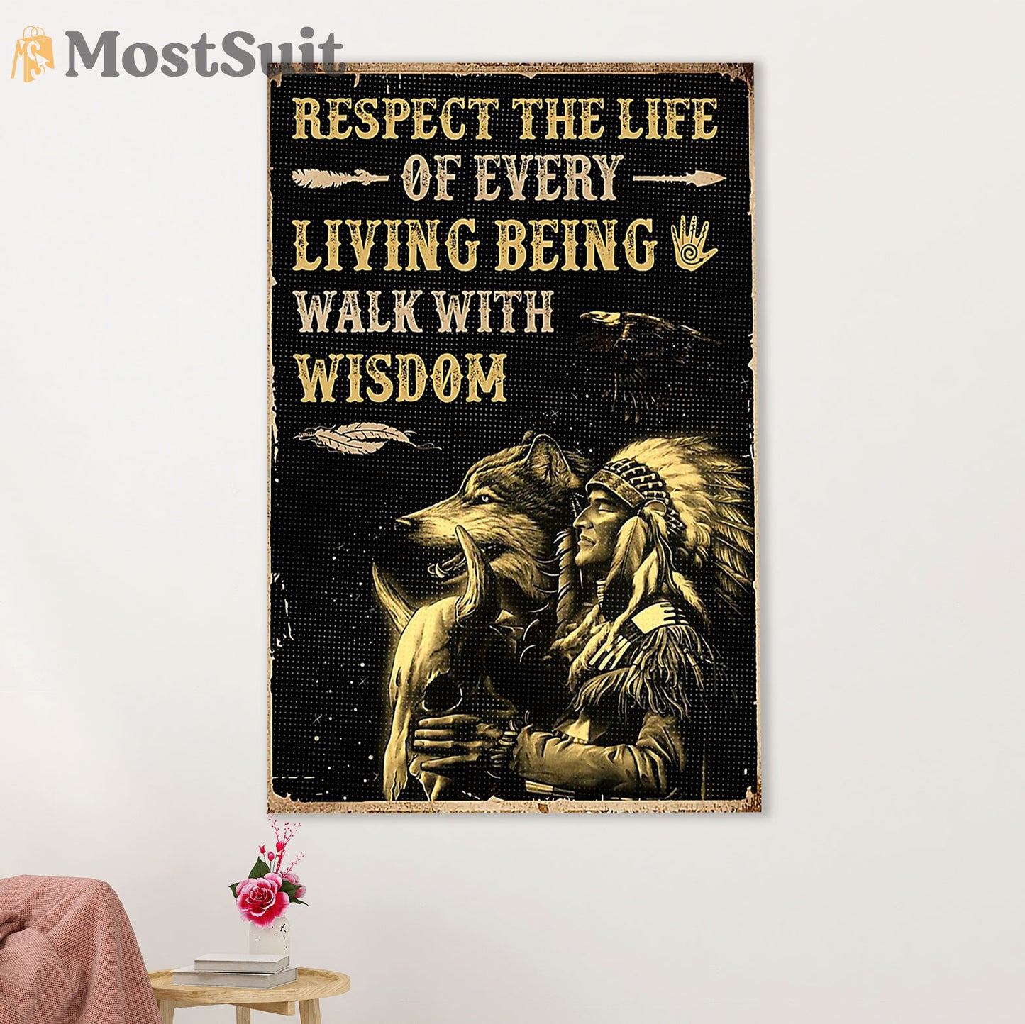 Native American Tribe Canvas Wall Art Prints | Respect The Life | Gift for American Indians