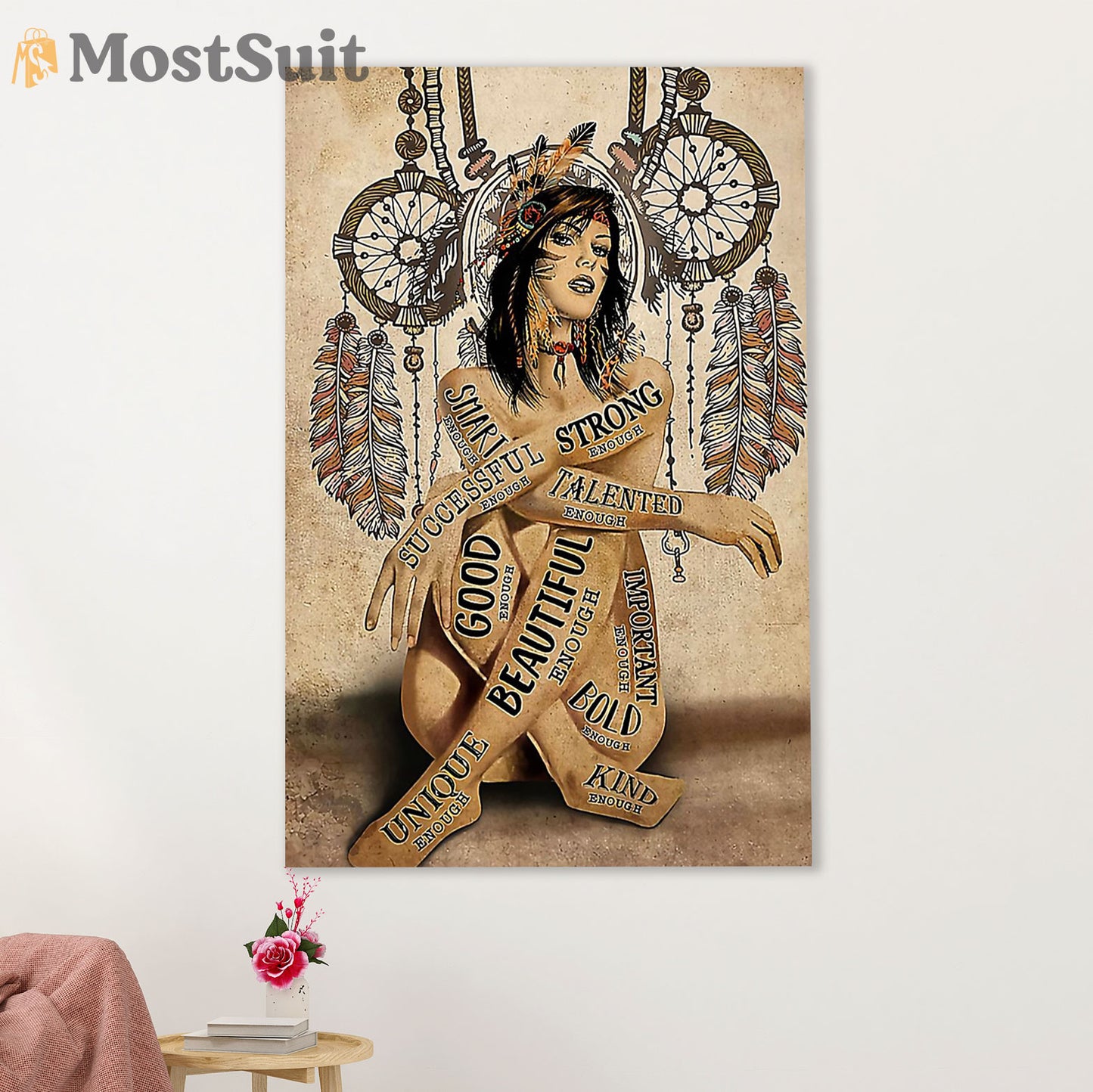 Native American Tribe Poster Prints | Strong Native Girl | Wall Art Gift for American Indians