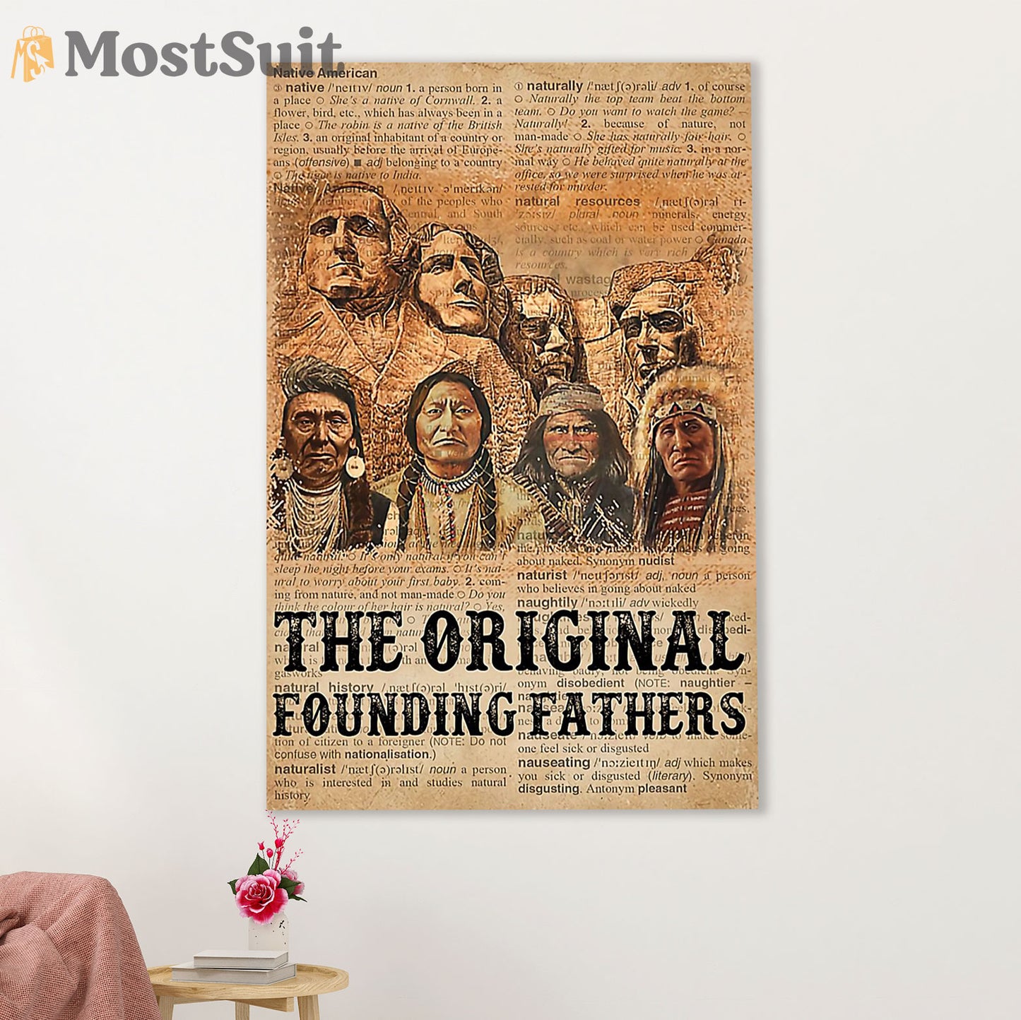 Native American Tribe Canvas Wall Art Prints | The Original Founding Fathers | Gift for American Indians