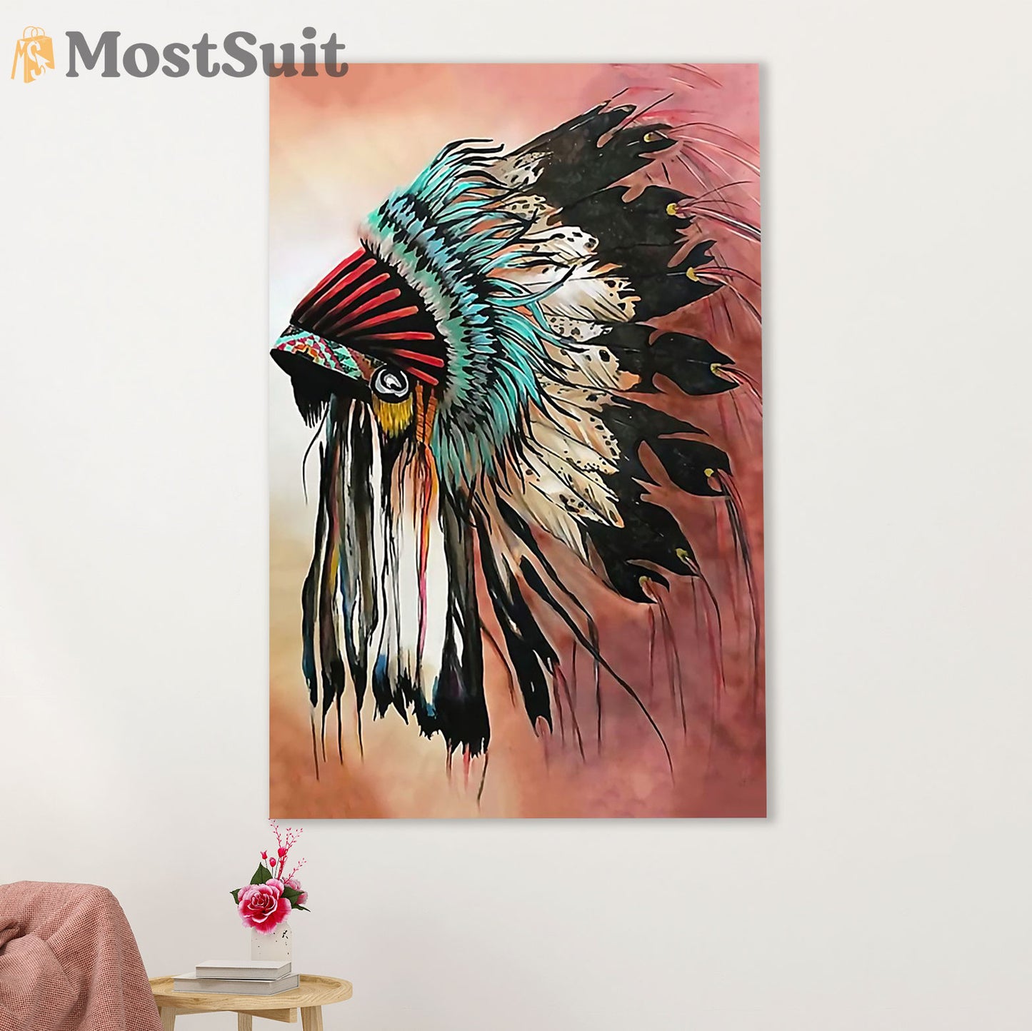 Native American Tribe Poster Prints | Headdress Painting | Wall Art Gift for American Indians