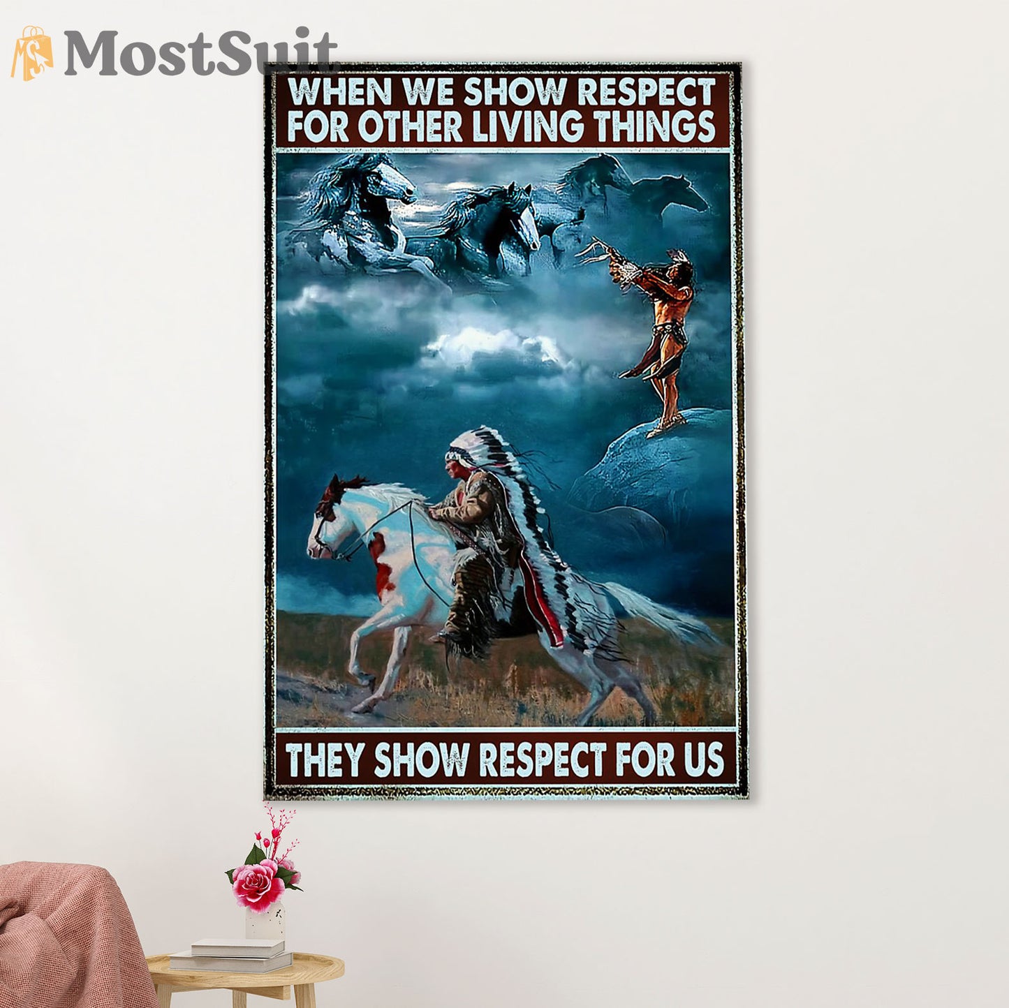Native American Tribe Canvas Wall Art Prints | Show Respect For Us | Gift for American Indians