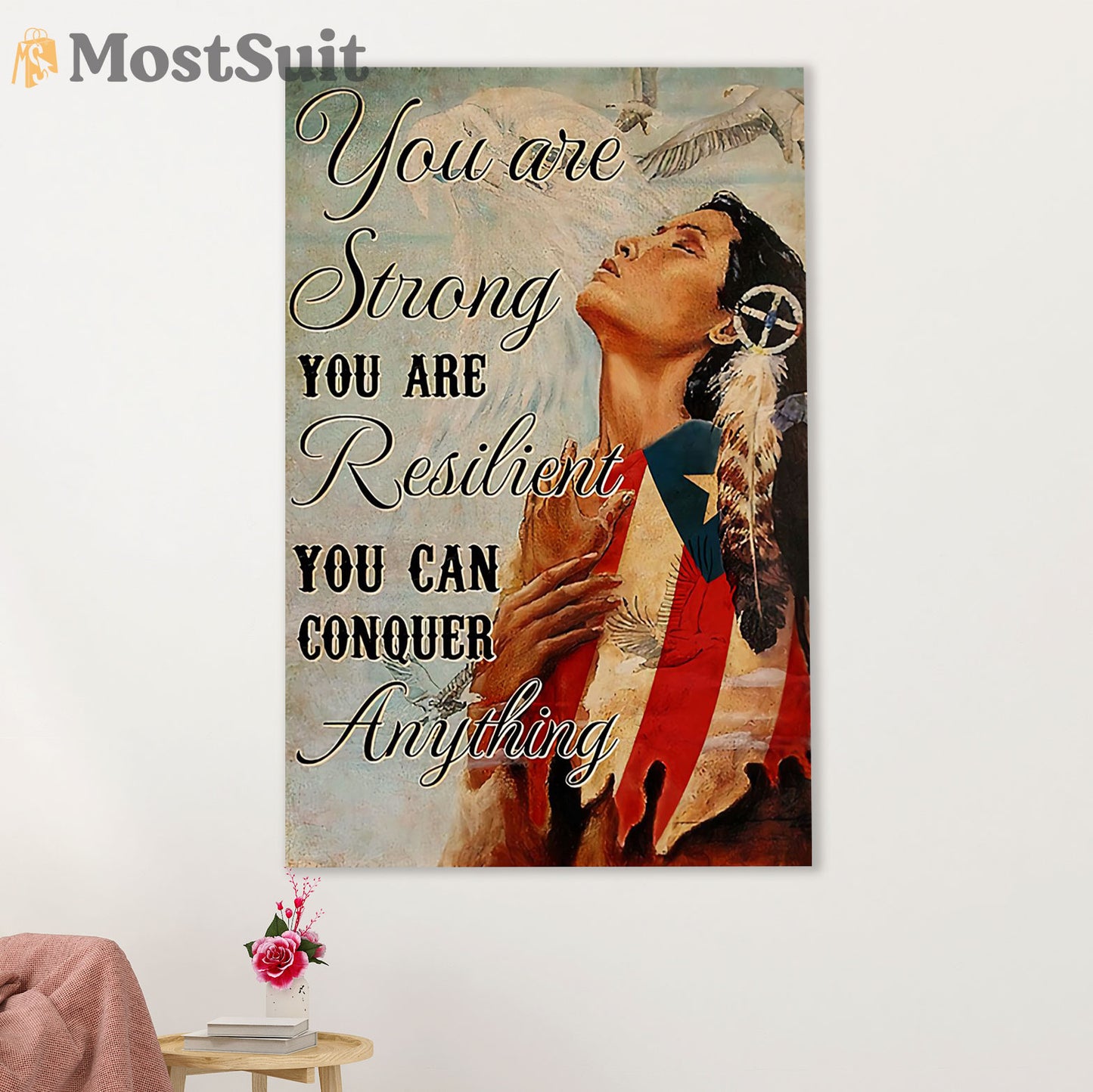 Native American Tribe Canvas Wall Art Prints | Native Girl You Are Resilient | Gift for American Indians