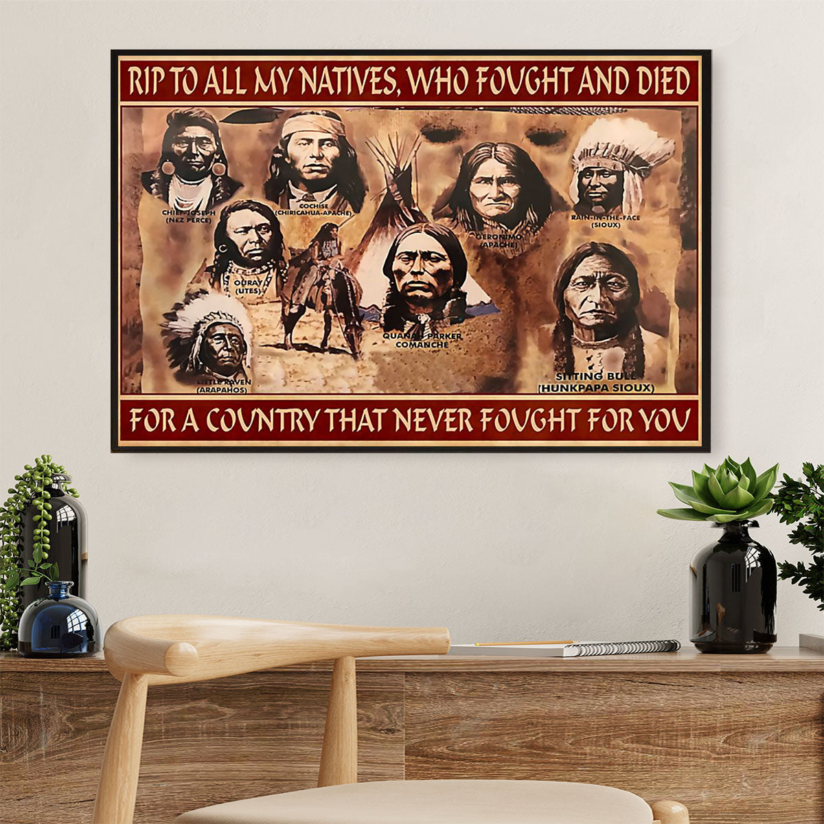 Native American Tribe Poster Prints | Rip To All My Natives | Wall Art Gift for American Indians