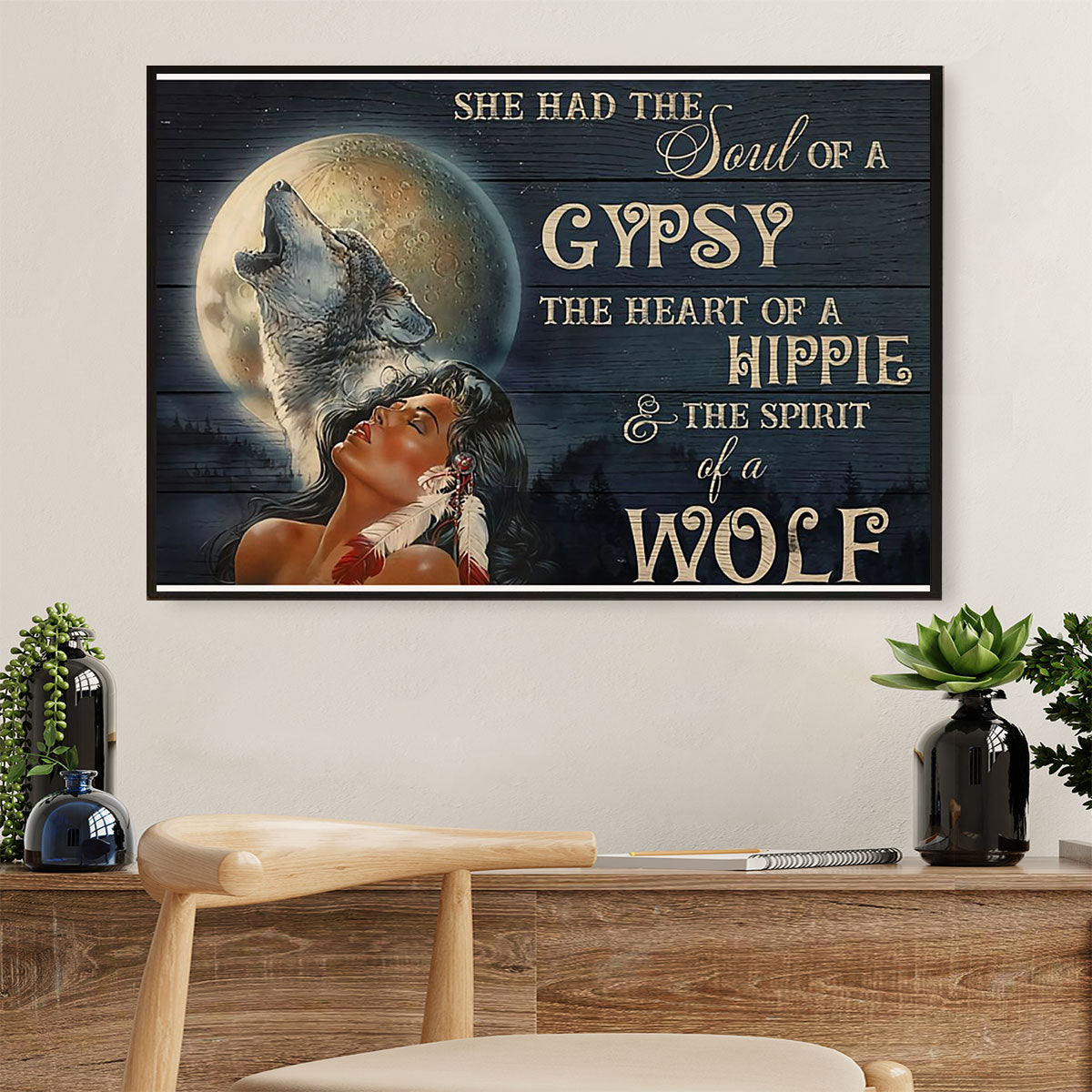 Native American Tribe Canvas Wall Art Prints | Native Girl Sould Of Gypsy |Gift for American Indians