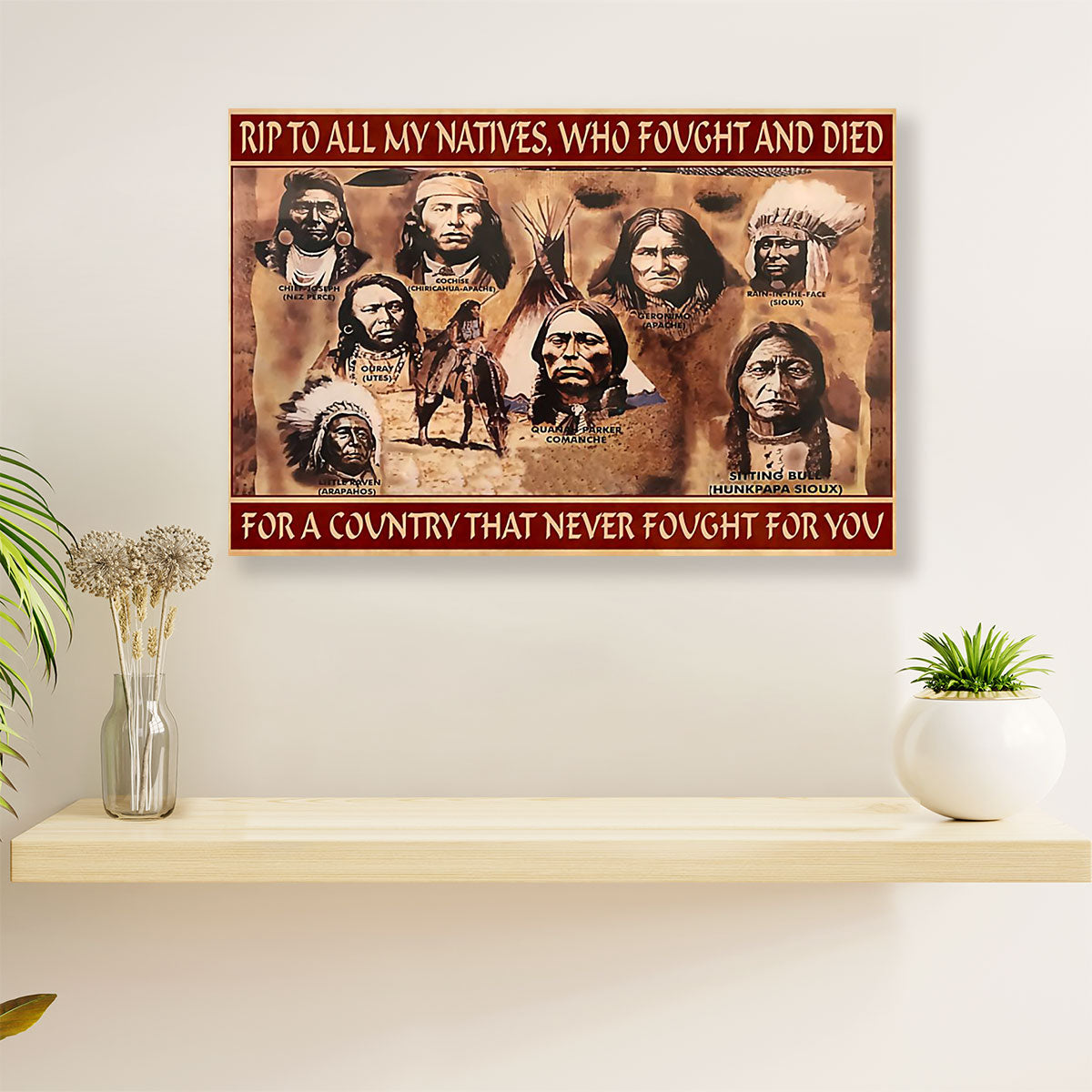 Native American Tribe Canvas Wall Art Prints | Rip To All My Natives |Gift for American Indians