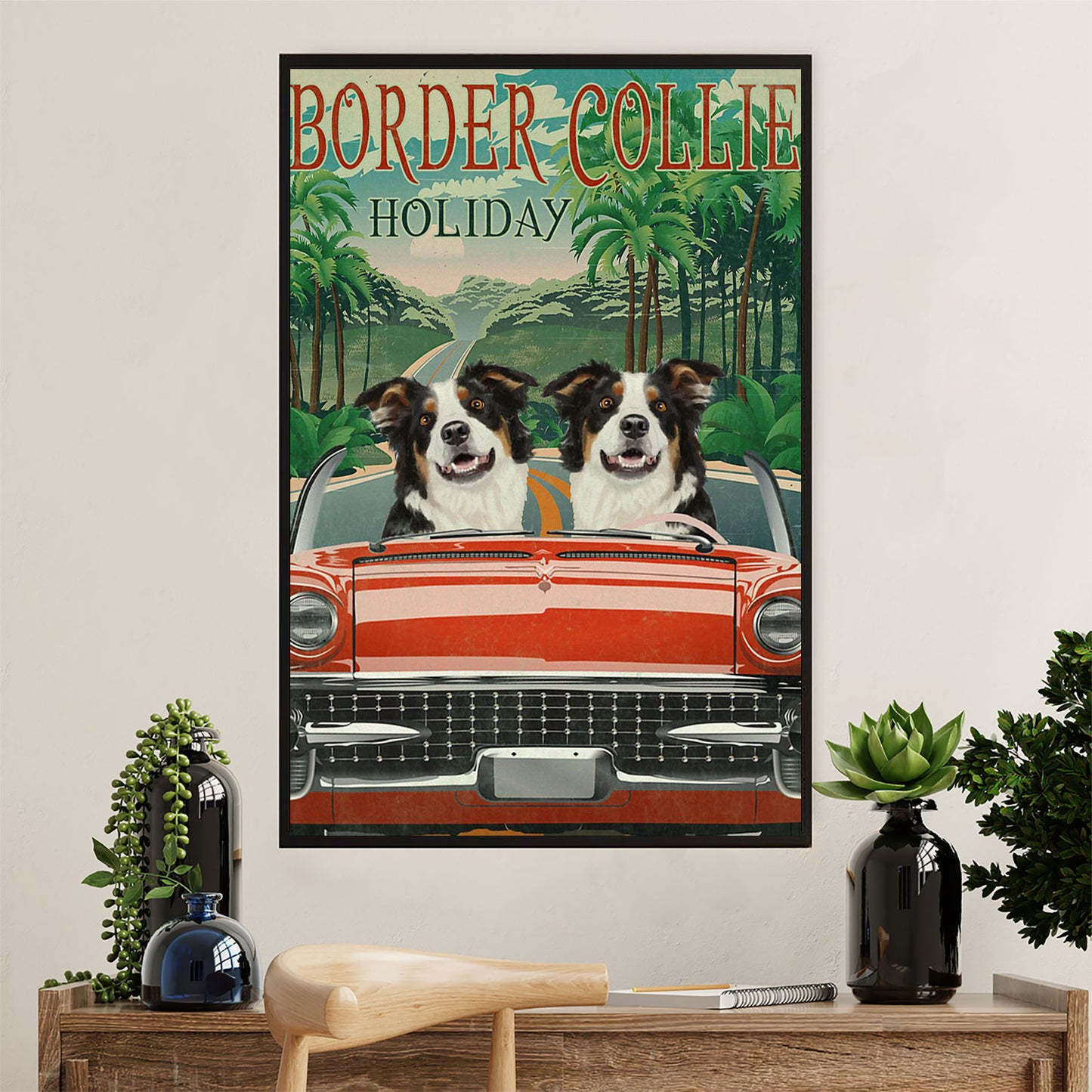 Cute Border Collie Dog Poster Prints | Holiday | Wall Art Gift for Puppies Merle Collie Lover