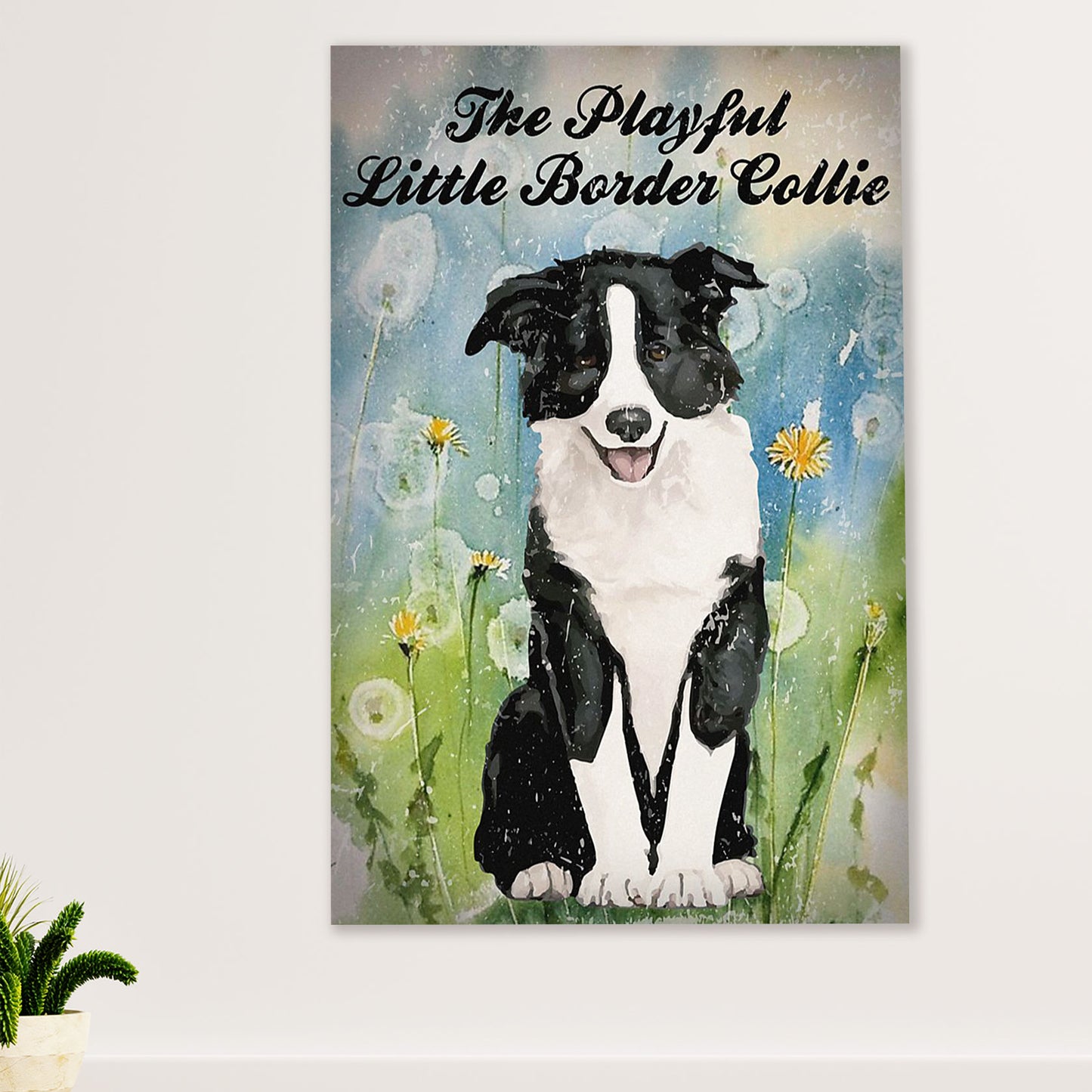 Cute Border Collie Dog Poster Prints | Little Collie | Wall Art Gift for Puppies Merle Collie Lover