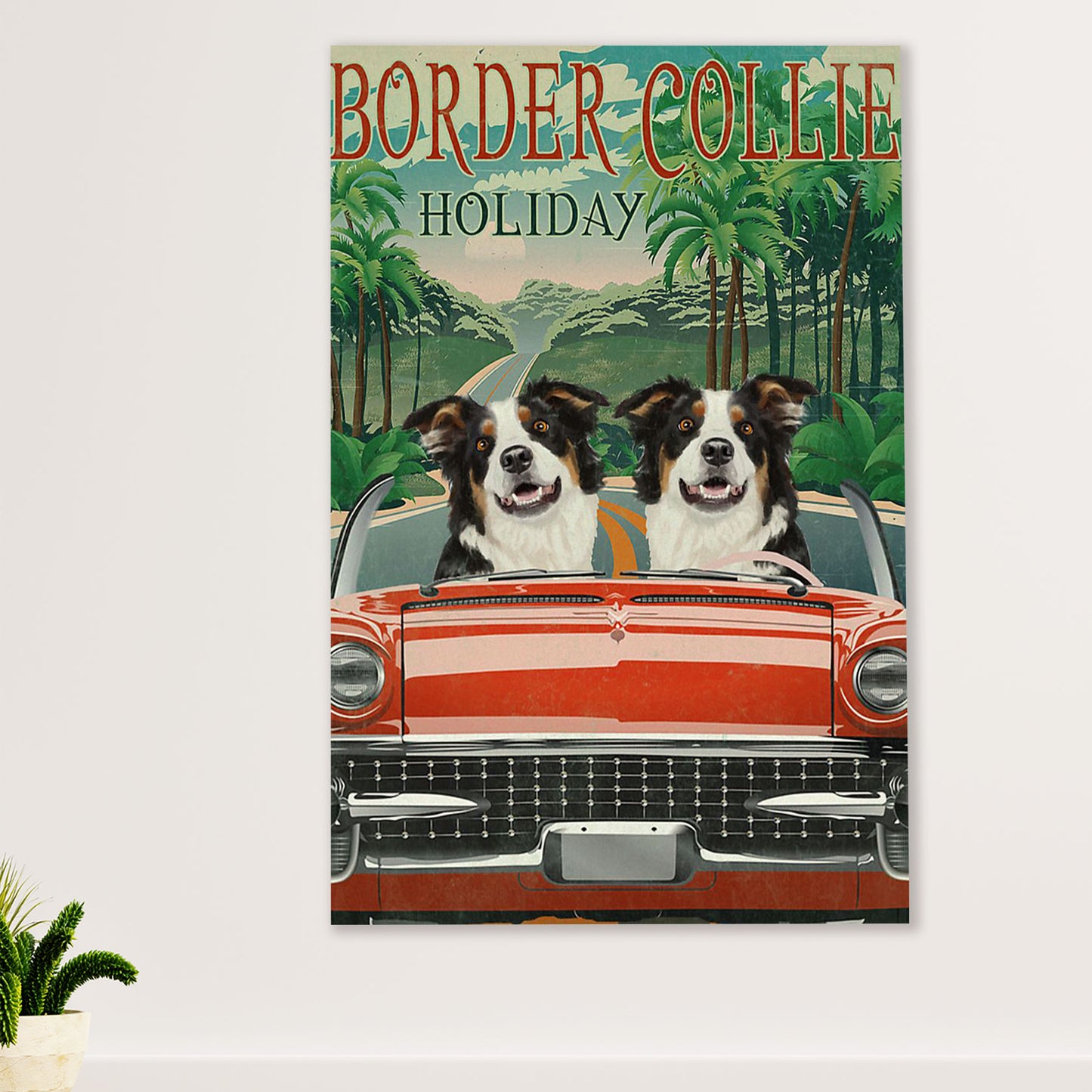 Cute Border Collie Dog Poster Prints | Holiday | Wall Art Gift for Puppies Merle Collie Lover