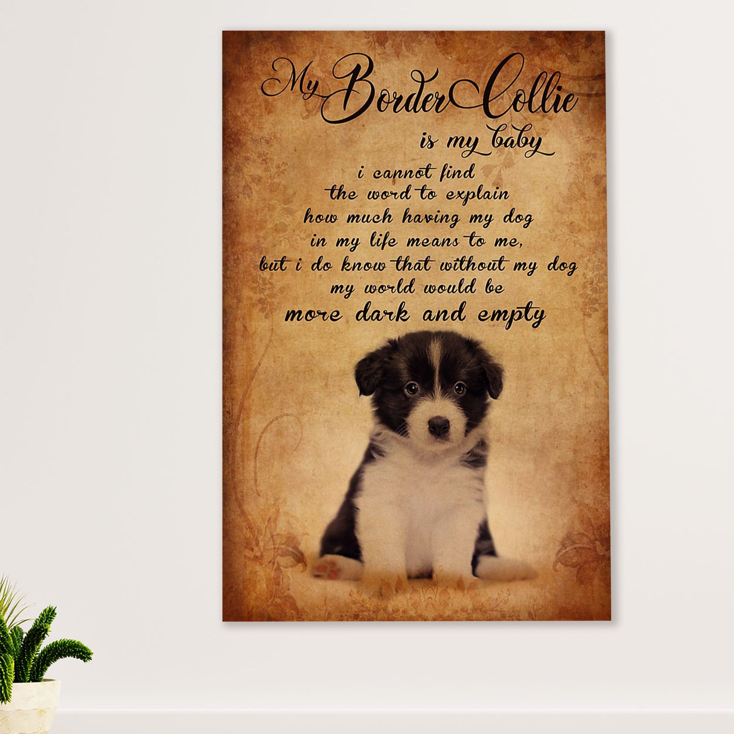 Cute Border Collie Dog Canvas Wall Art Prints | Baby Collie | Gift for Merle Collie Lover