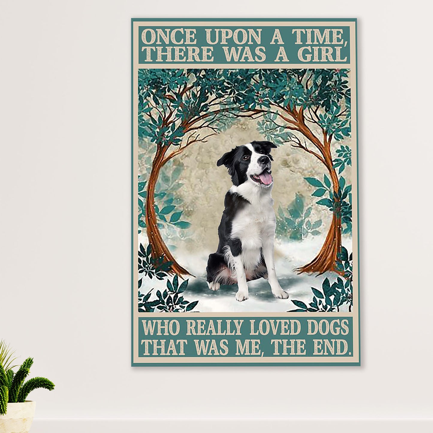 Cute Border Collie Dog Canvas Wall Art Prints | Winter Dog | Gift for Merle Collie Lover