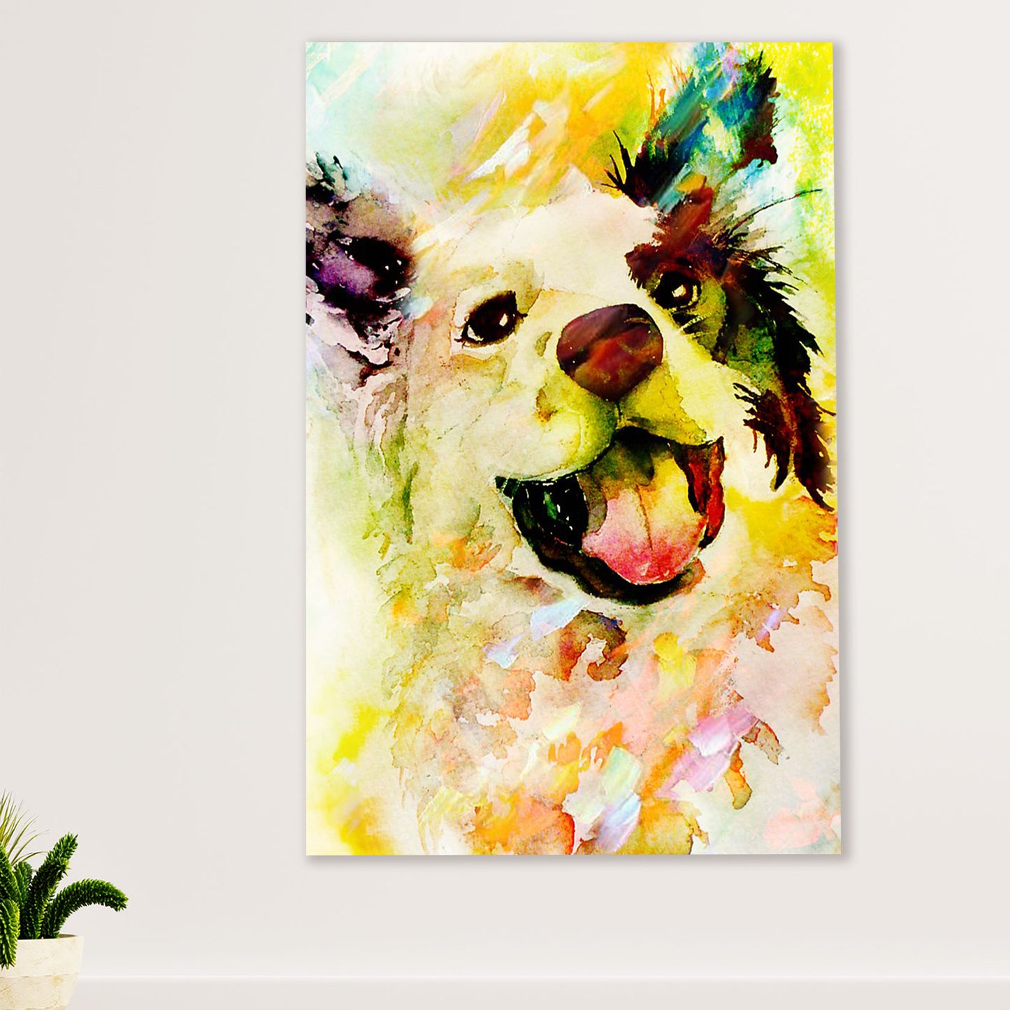 Cute Border Collie Dog Canvas Wall Art Prints | Watercolor Painting | Gift for Merle Collie Lover