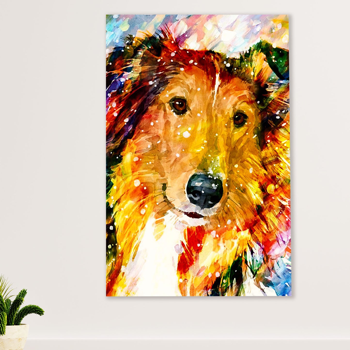 Cute Border Collie Dog Poster Prints | Watercolor Painting | Wall Art Gift for Puppies Merle Collie Lover