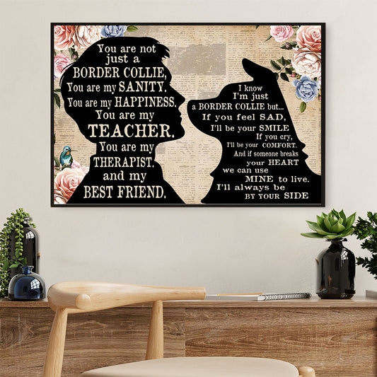 Cute Border Collie Canvas Wall Art Prints | Dog & Dad | Gift for Puppies Merle Collie Lover