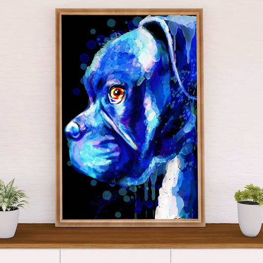 Funny Cute Boxer Canvas Wall Art Prints | Watercolor Dog Painting | Gift for Brindle Boxador Dog Lover