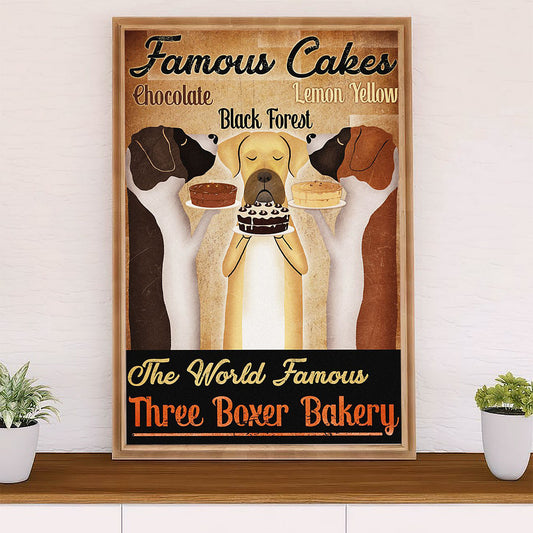 Funny Cute Boxer Canvas Wall Art Prints | Boxer Bakery | Gift for Brindle Boxador Dog Lover