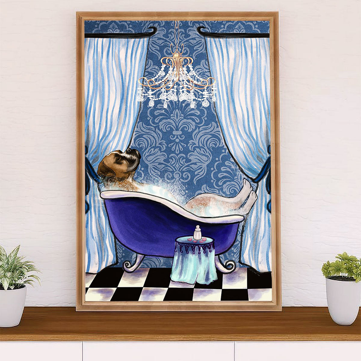 Funny Cute Boxer Poster | Bath Soap | Wall Art Gift for Brindle Boxador Puppies Lover