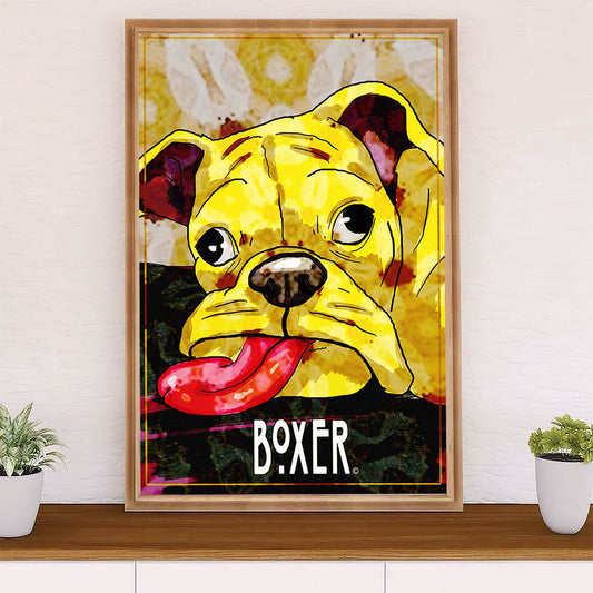 Funny Cute Boxer Poster | Funny Dog | Wall Art Gift for Brindle Boxador Puppies Lover