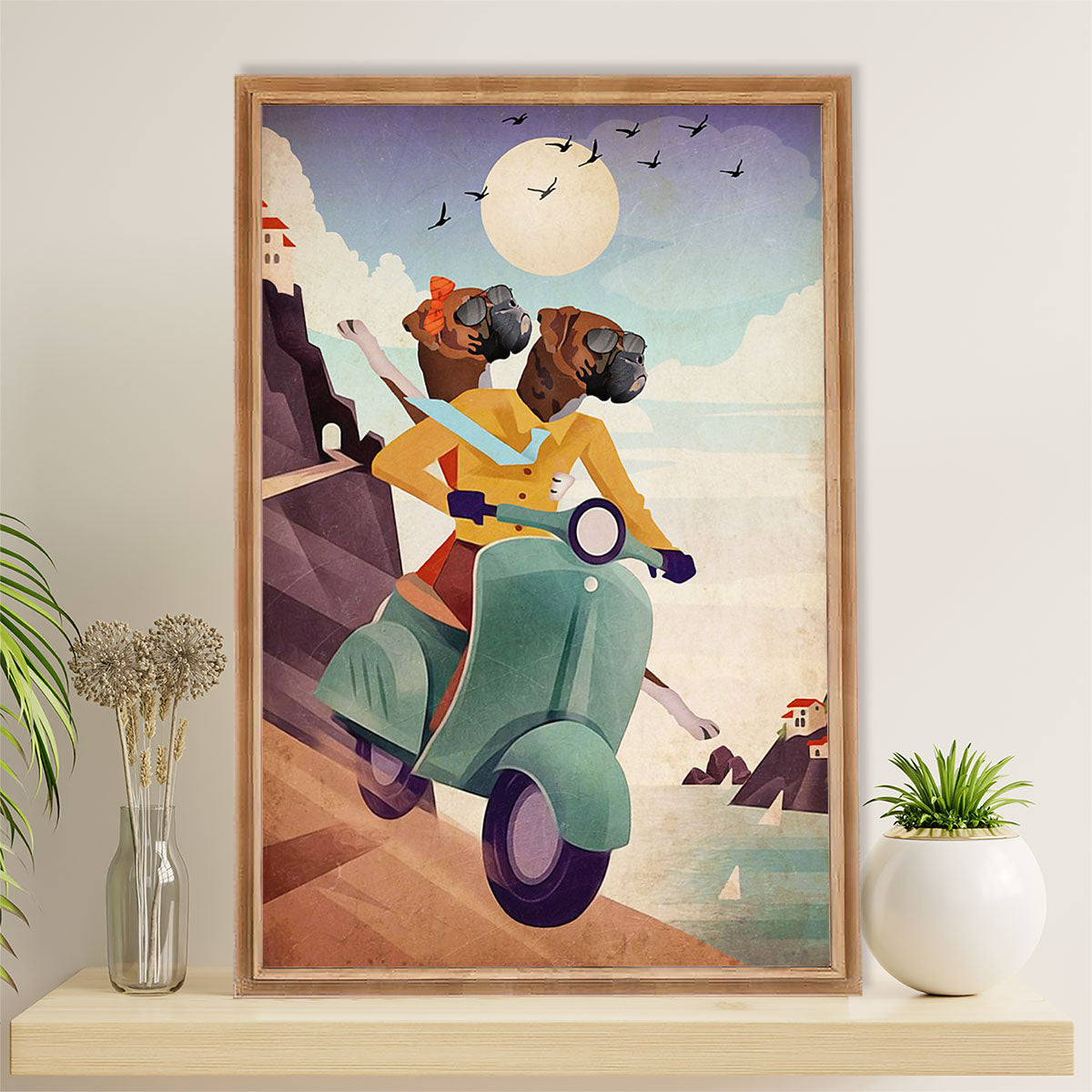Funny Cute Boxer Canvas Wall Art Prints | Funny Dog Friend | Gift for Brindle Boxador Dog Lover