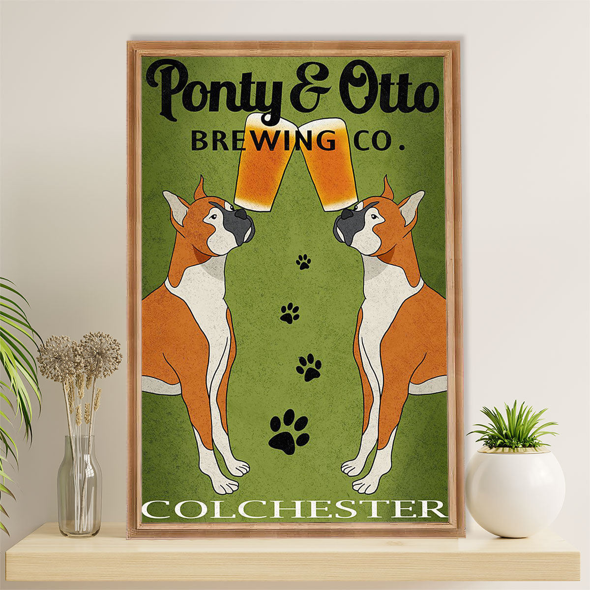 Funny Cute Boxer Canvas Wall Art Prints | Ponty & Otto | Gift for Brindle Boxador Dog Lover